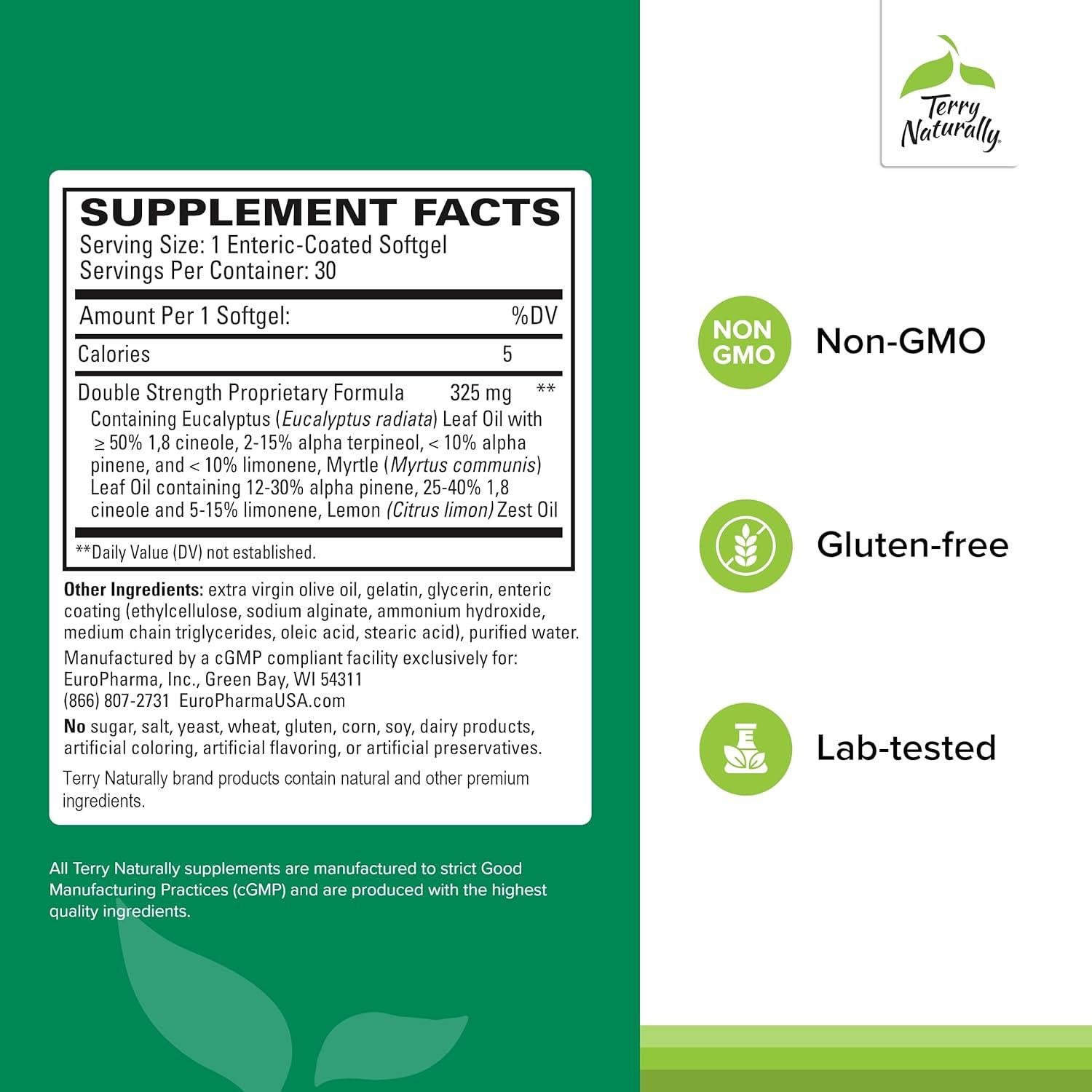 Terry Naturally SinuCare Extra Strength - Suplemento Eucalipto 30 Cápsulas