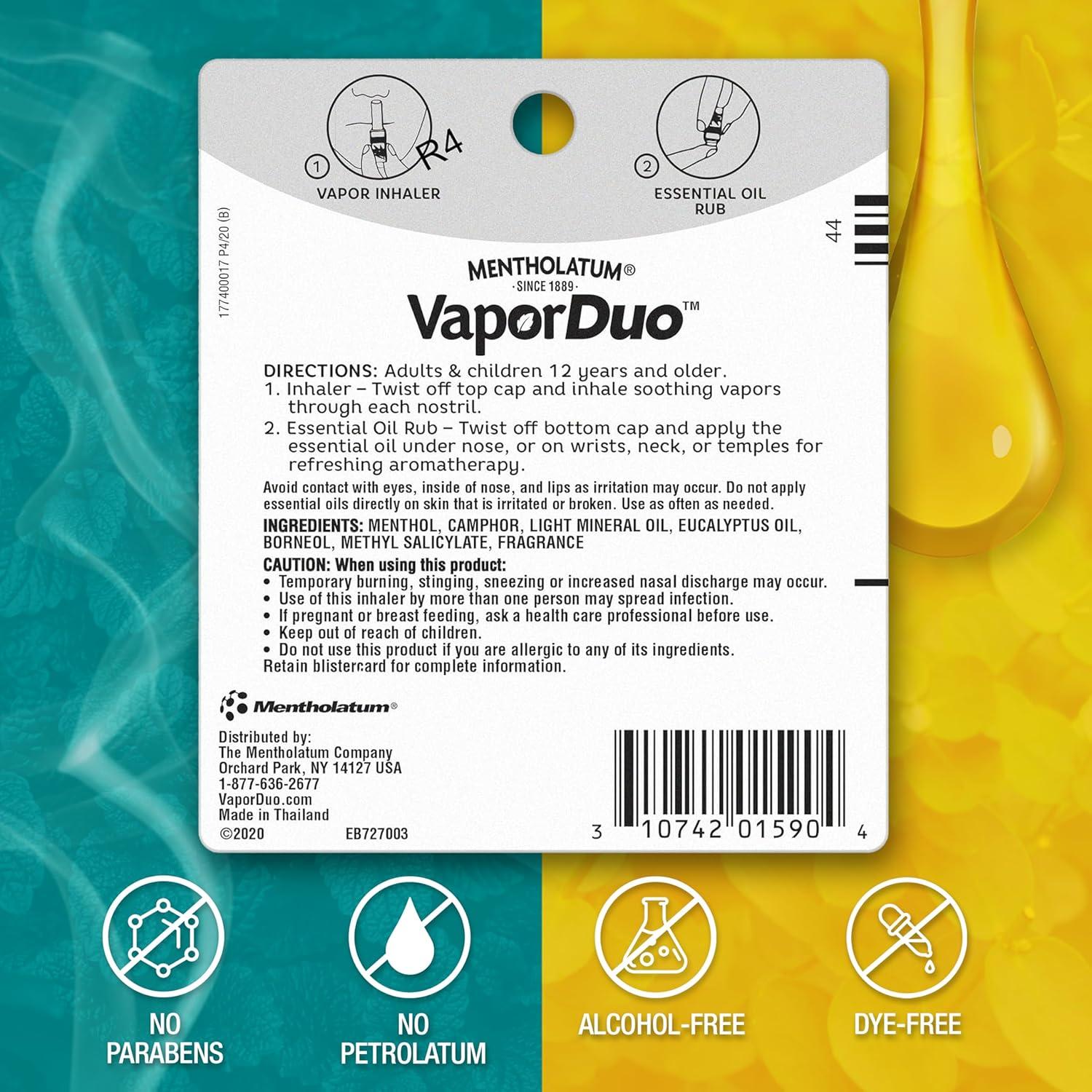 Inhalador de Vapor Mentholatum Duo 1 Cuenta - Alivio Nasal