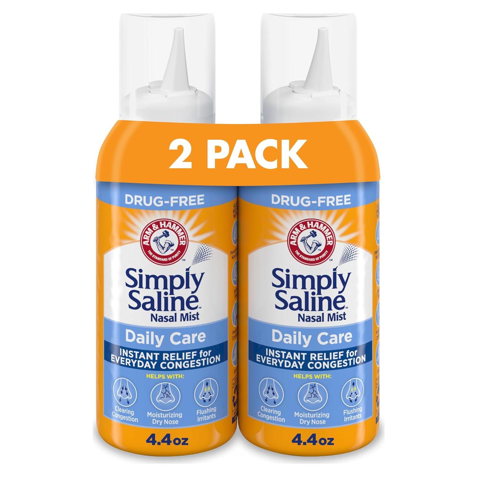 Spray Nasal Salino Arm & Hammer Simply Saline 124ml - Paquete de 2