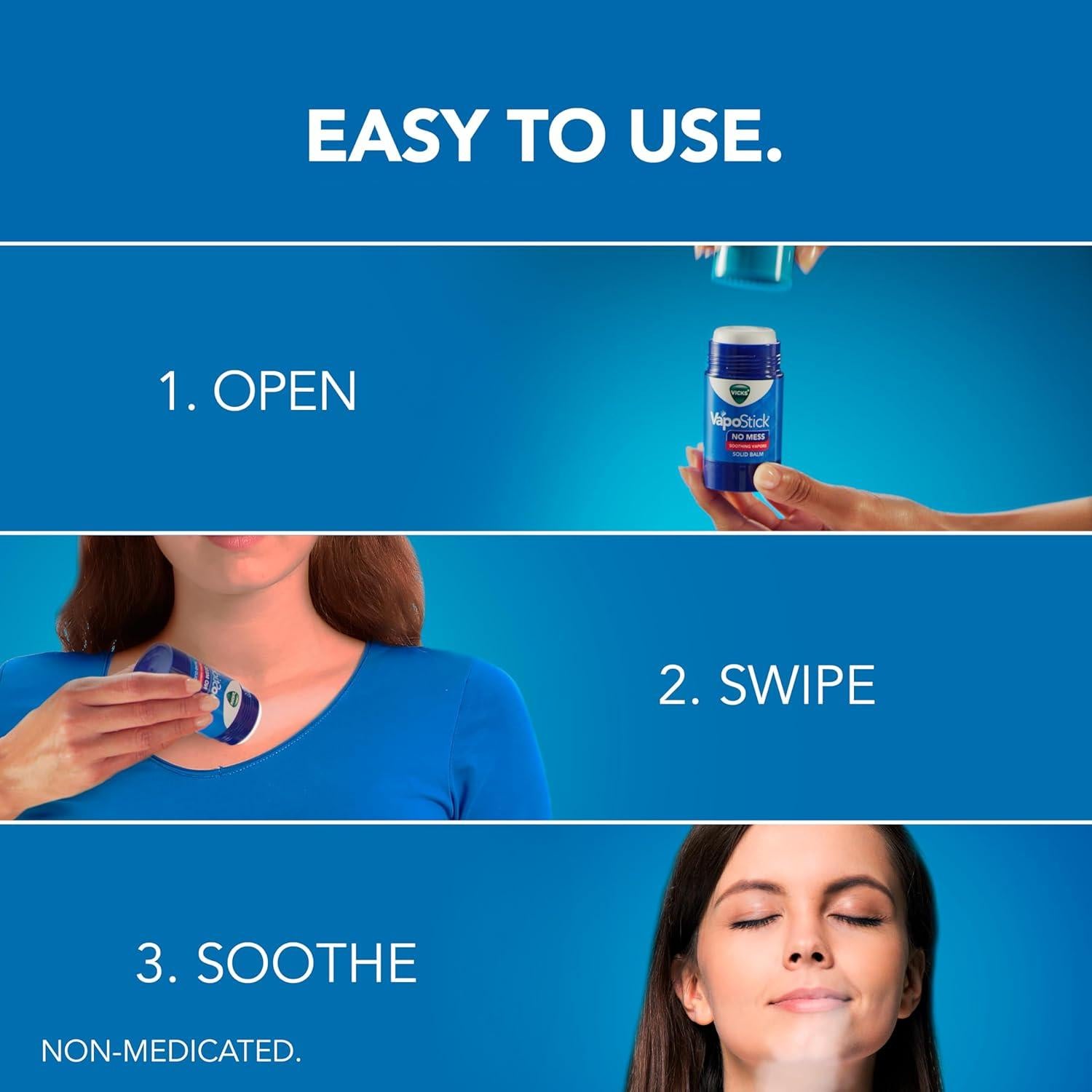 Vicks VapoStick Balsamo Sólido 70g Aplicador Sin Contacto