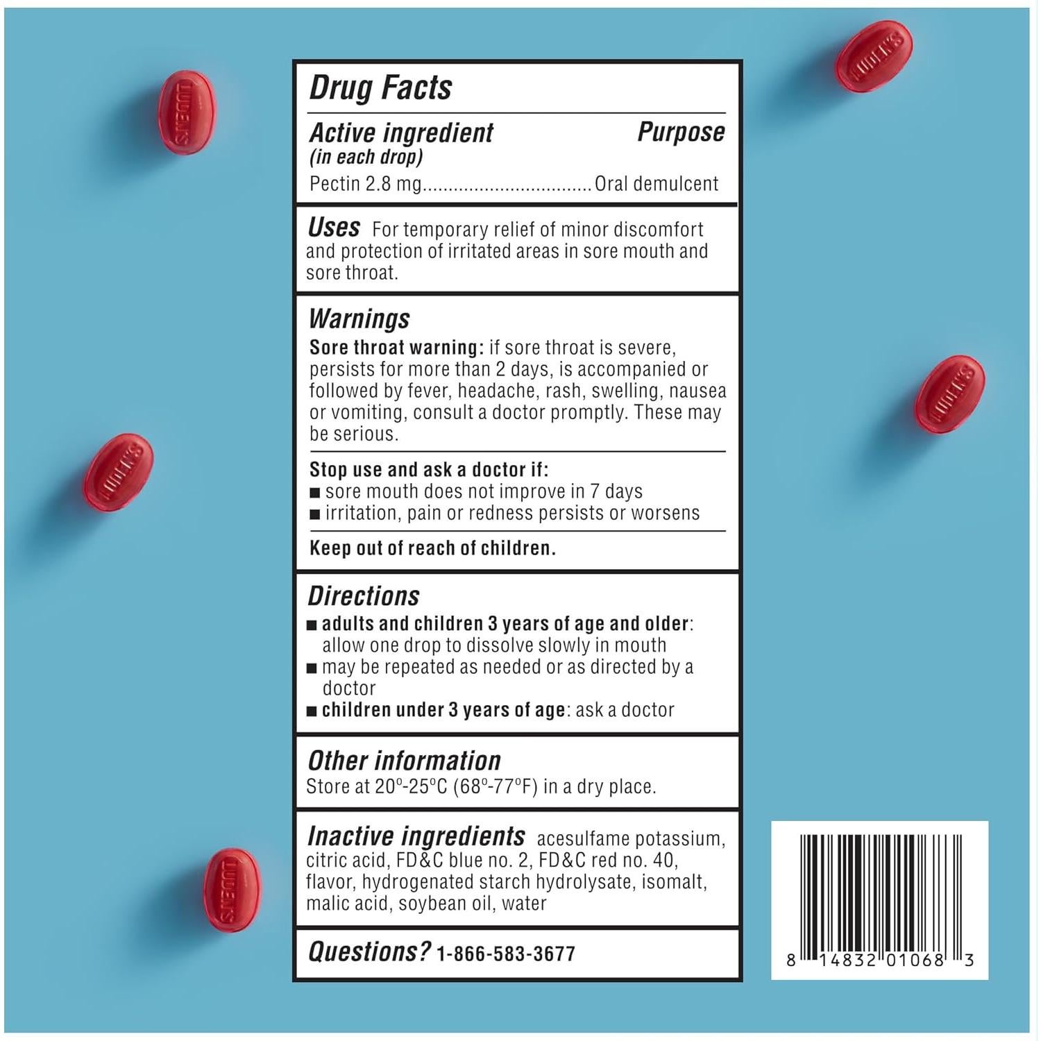 Caramelos para la Garganta Luden's Sin Azúcar Cereza Silvestre 75 Unidades