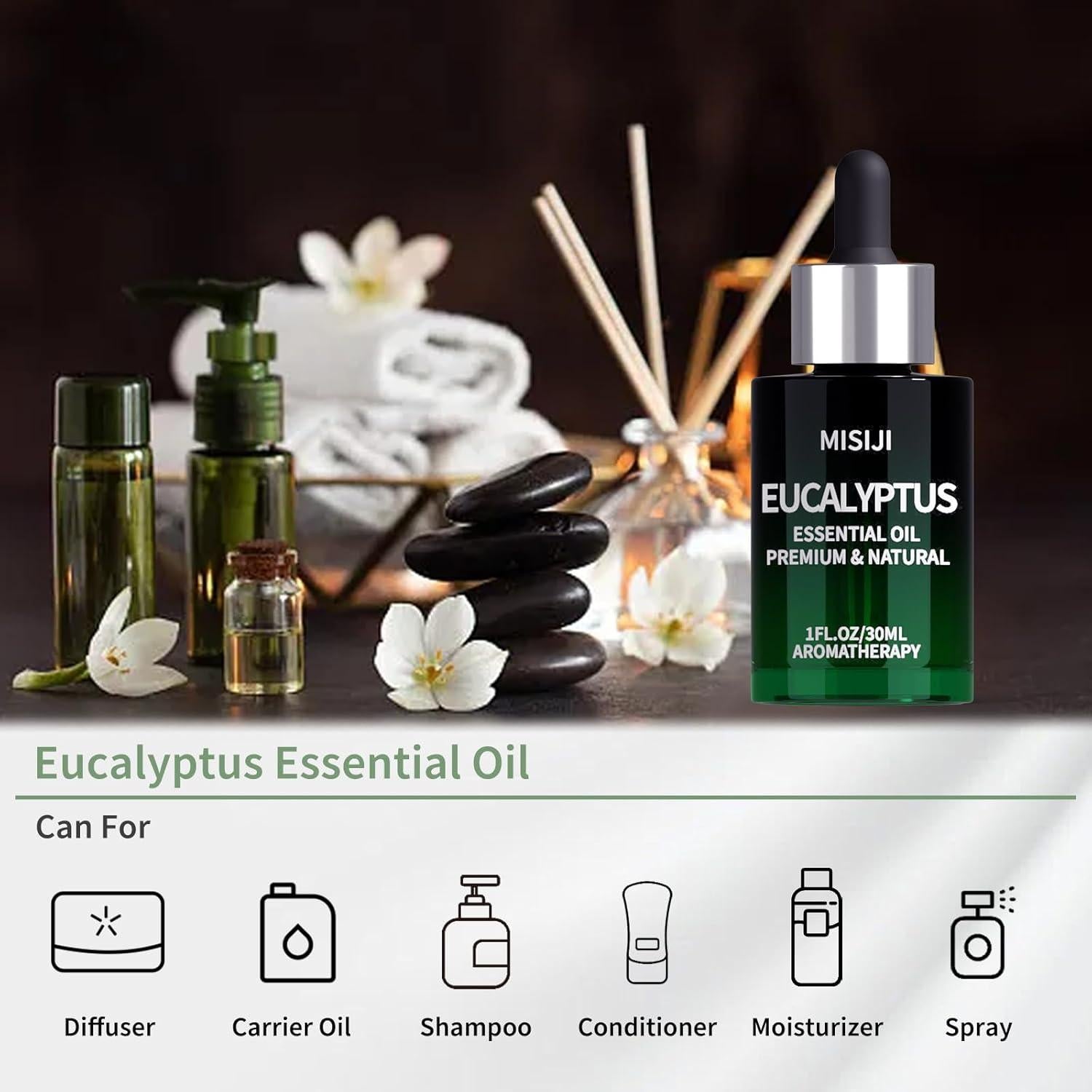 Aceite Esencial de Eucalipto MISIJI 29.57 ml para Difusor