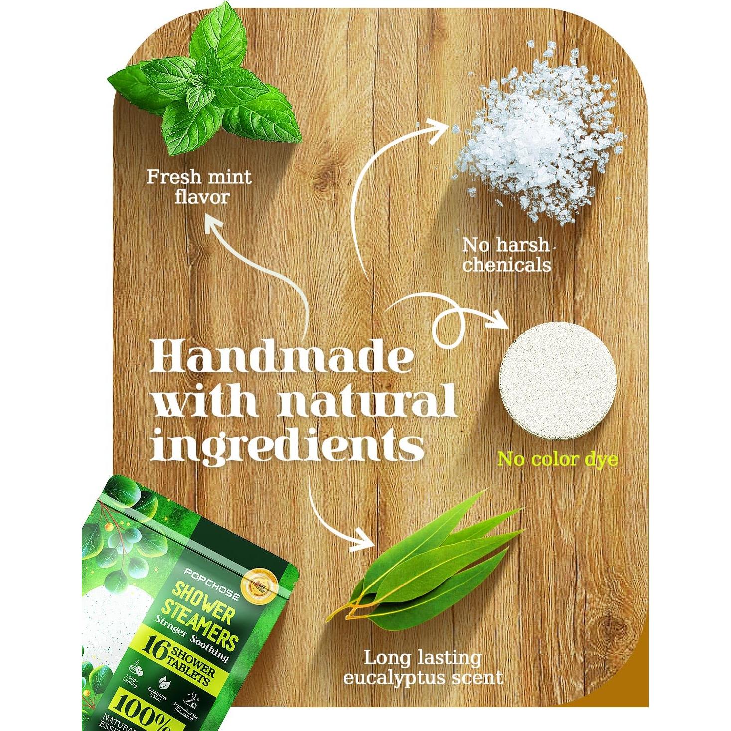 Pastillas de Ducha Aromaterapia Eucalipto POPCHOSE - 16 Unidades