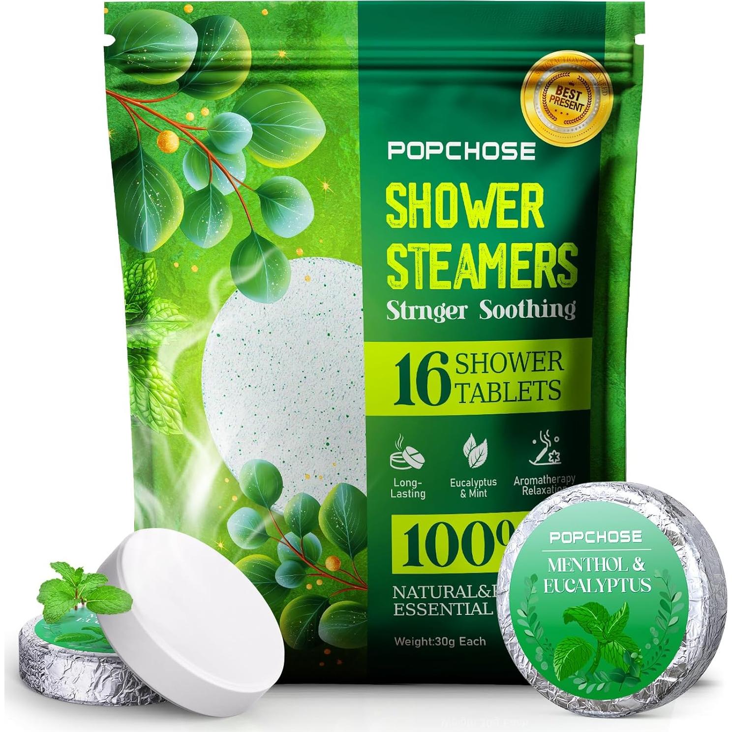 Pastillas de Ducha Aromaterapia Eucalipto POPCHOSE - 16 Unidades