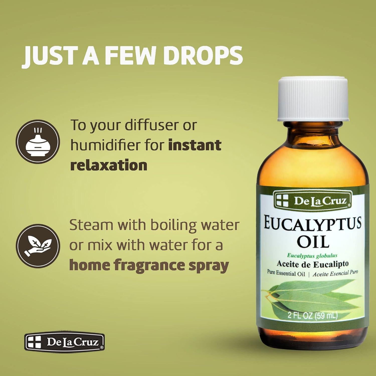Aceite Esencial de Eucalipto De La Cruz 100% Puro 12x60ml