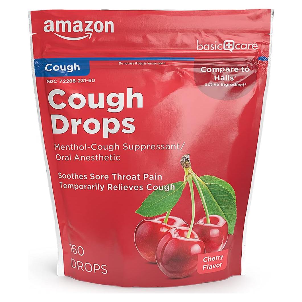 Caramelos para la Tos de Cereza Amazon Basic Care 160 unidades