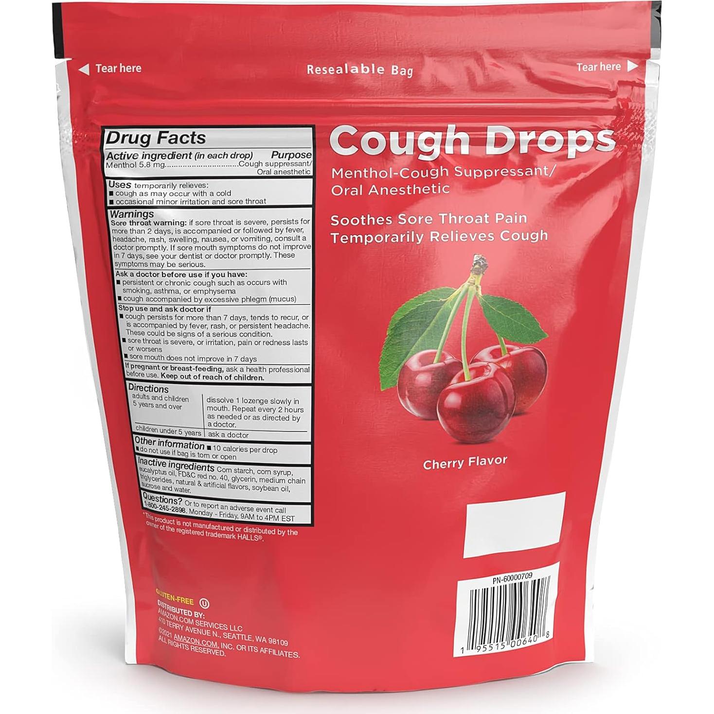 Caramelos para la Tos de Cereza Amazon Basic Care 160 unidades