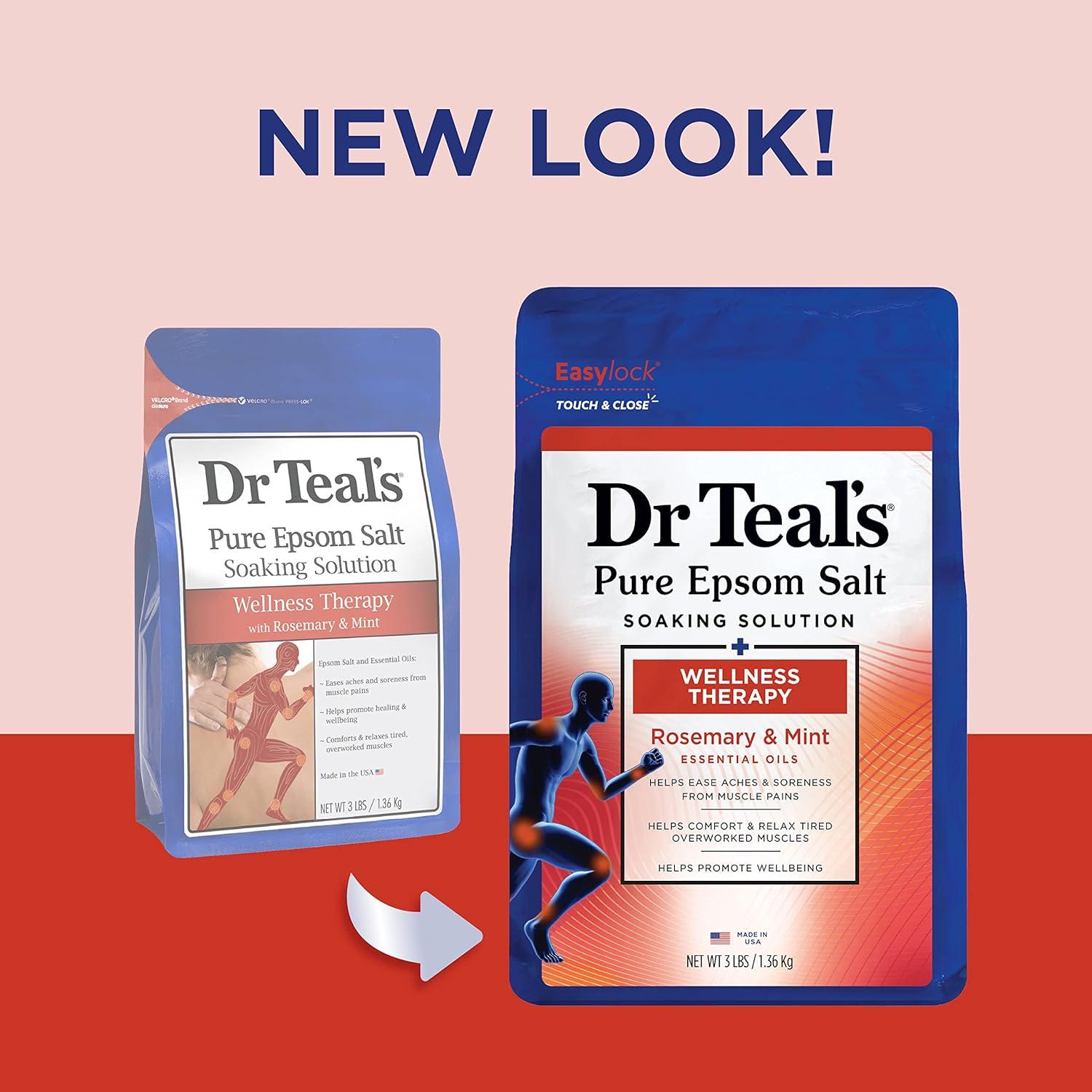 Baño de Sal Epsom Puro Dr Teal, Romero y Menta, 4x1008ml