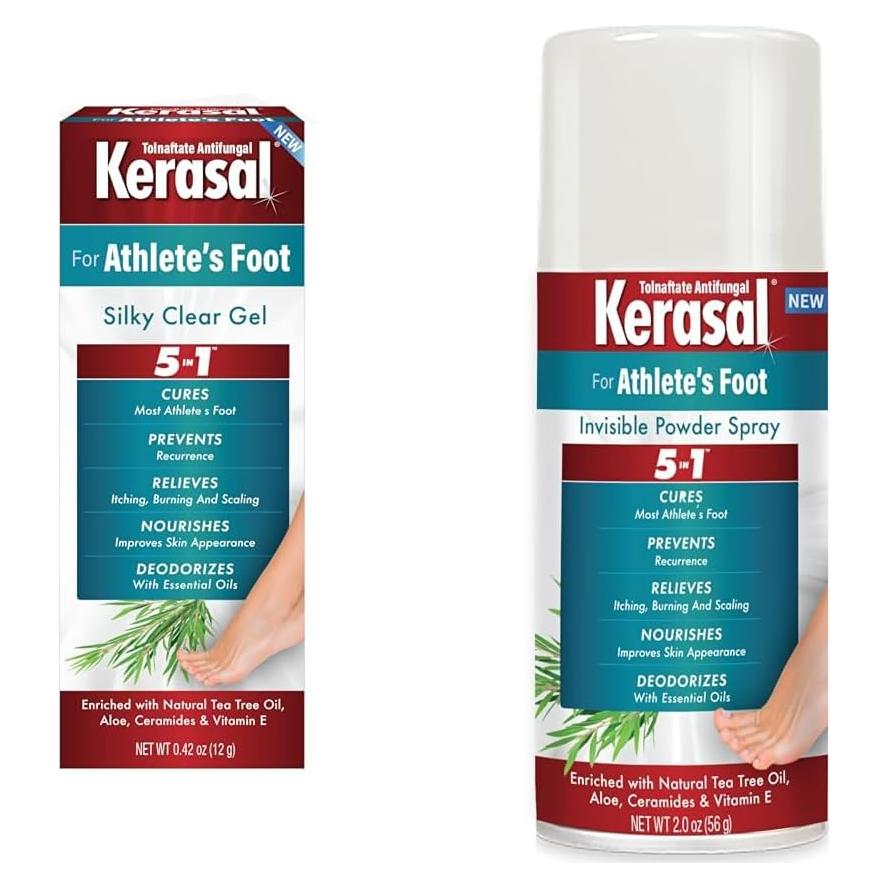Kerasal Gel Claro Sedoso 5-en-1 12g + Spray Polvo Invisible 56g