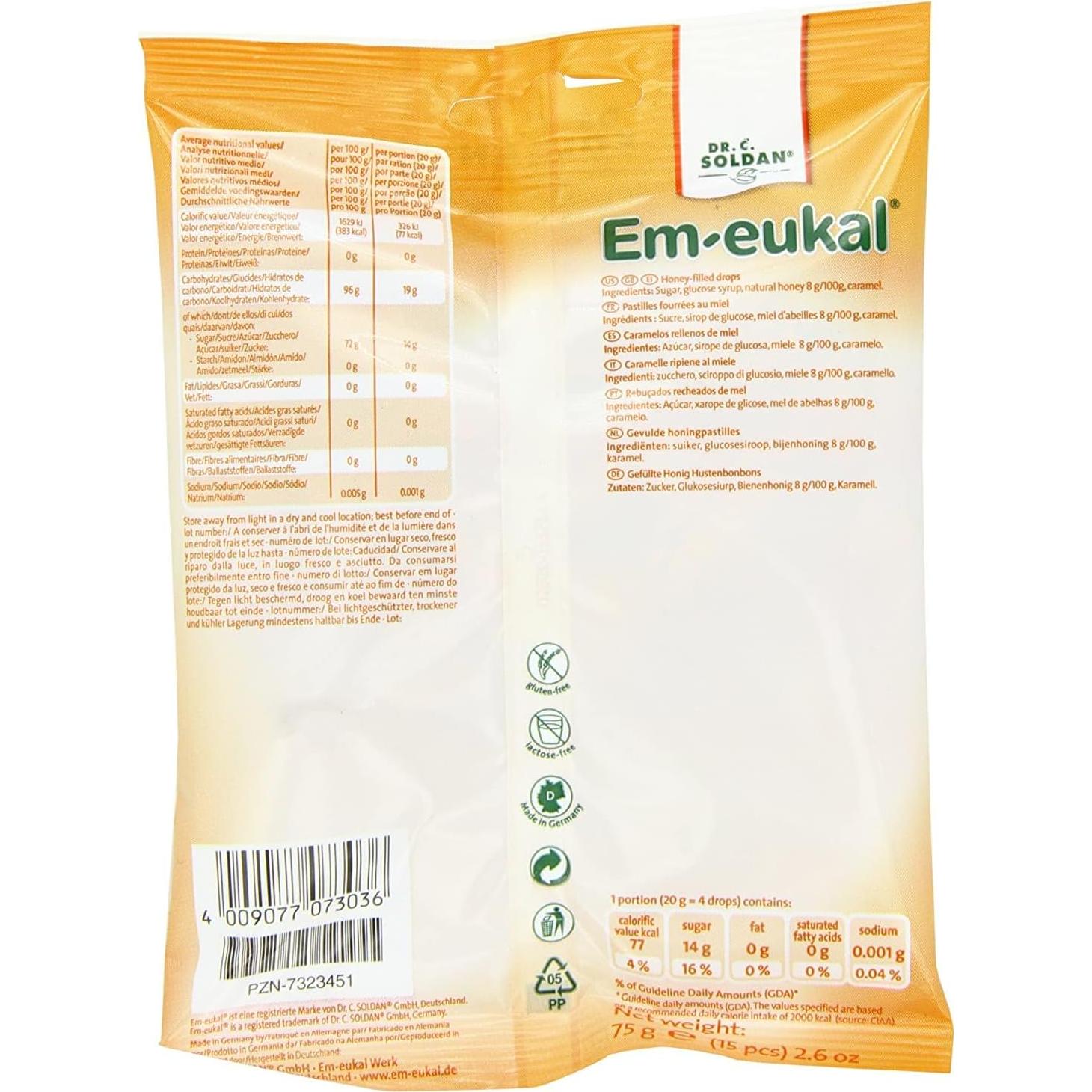 Pastillas para la Garganta Dr. C. Soldan Eukal Miel y Eucalipto 50g