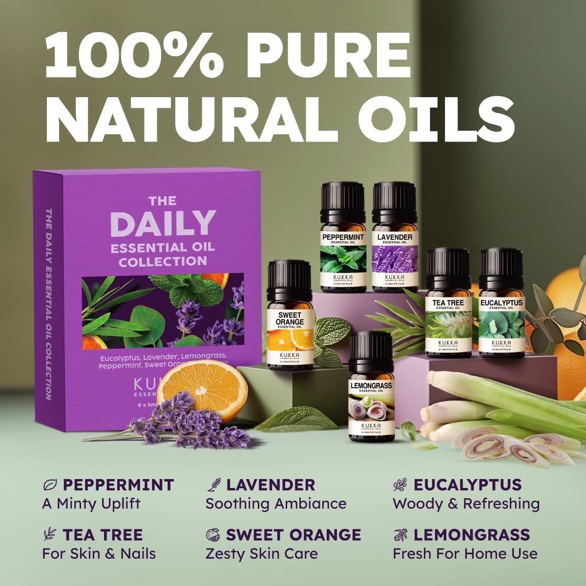 Juego de Aceites Esenciales Diarios Kukka 6 Piezas 30ml