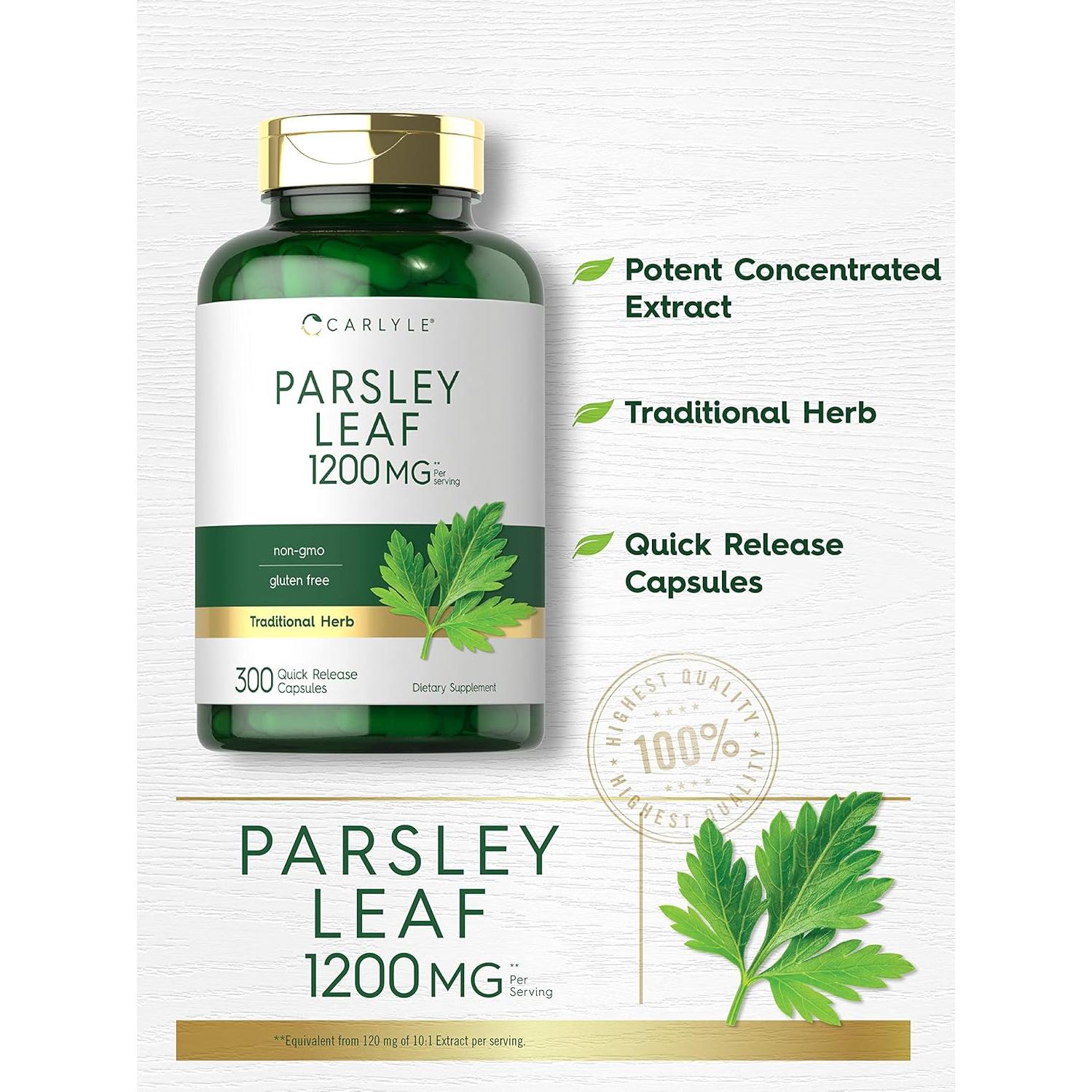 Cápsulas de Hoja de Perejil Carlyle 1200mg - 300 Unidades - Suplemento Sin OGM