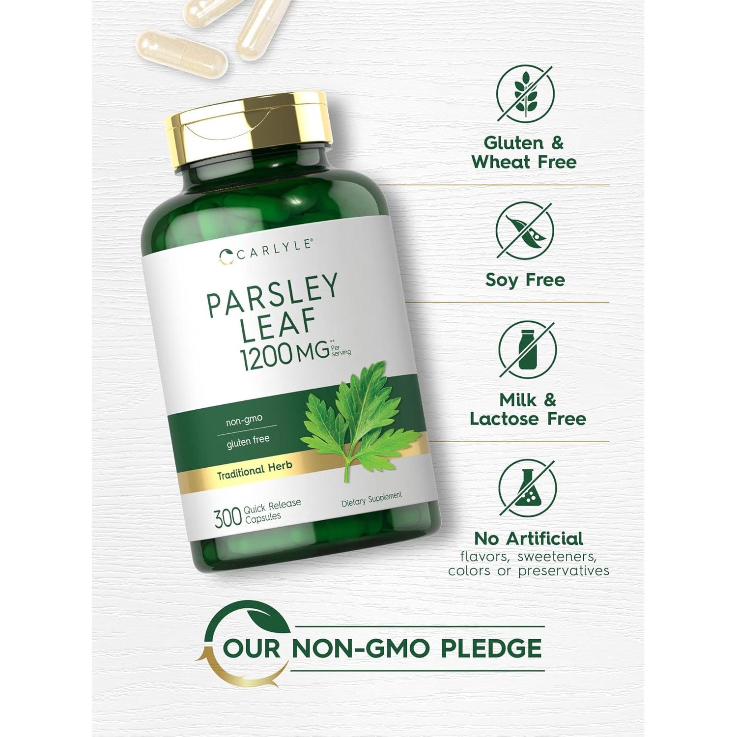 Cápsulas de Hoja de Perejil Carlyle 1200mg - 300 Unidades - Suplemento Sin OGM