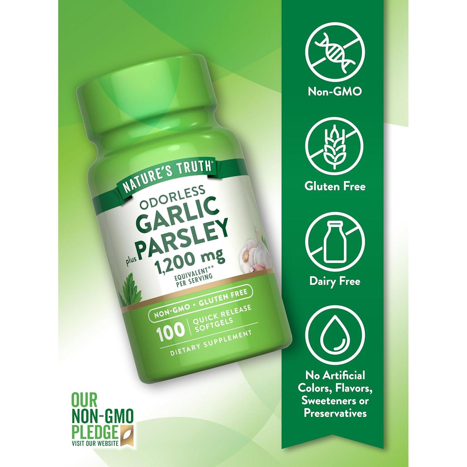 Suplemento de Ajo y Perejil Nature's Truth 1200mg 100 Gelatinas