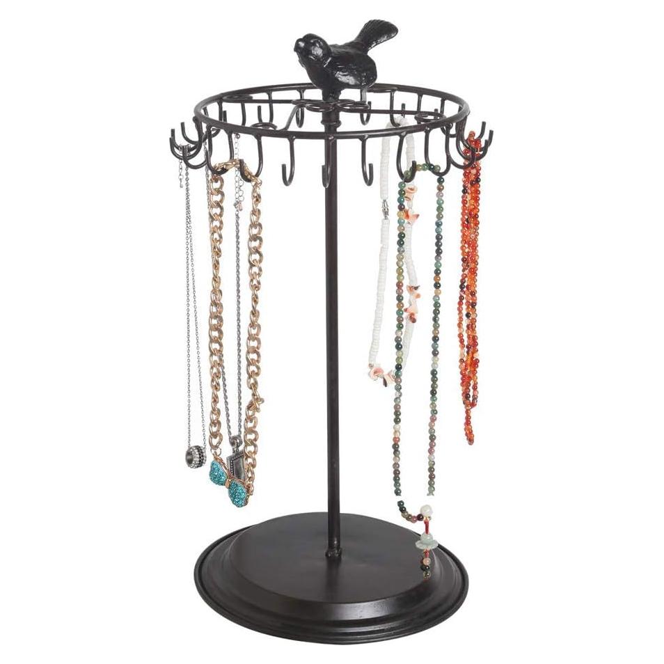 Soporte Giratorio para Collares Owlgift Negro 24 Ganchos