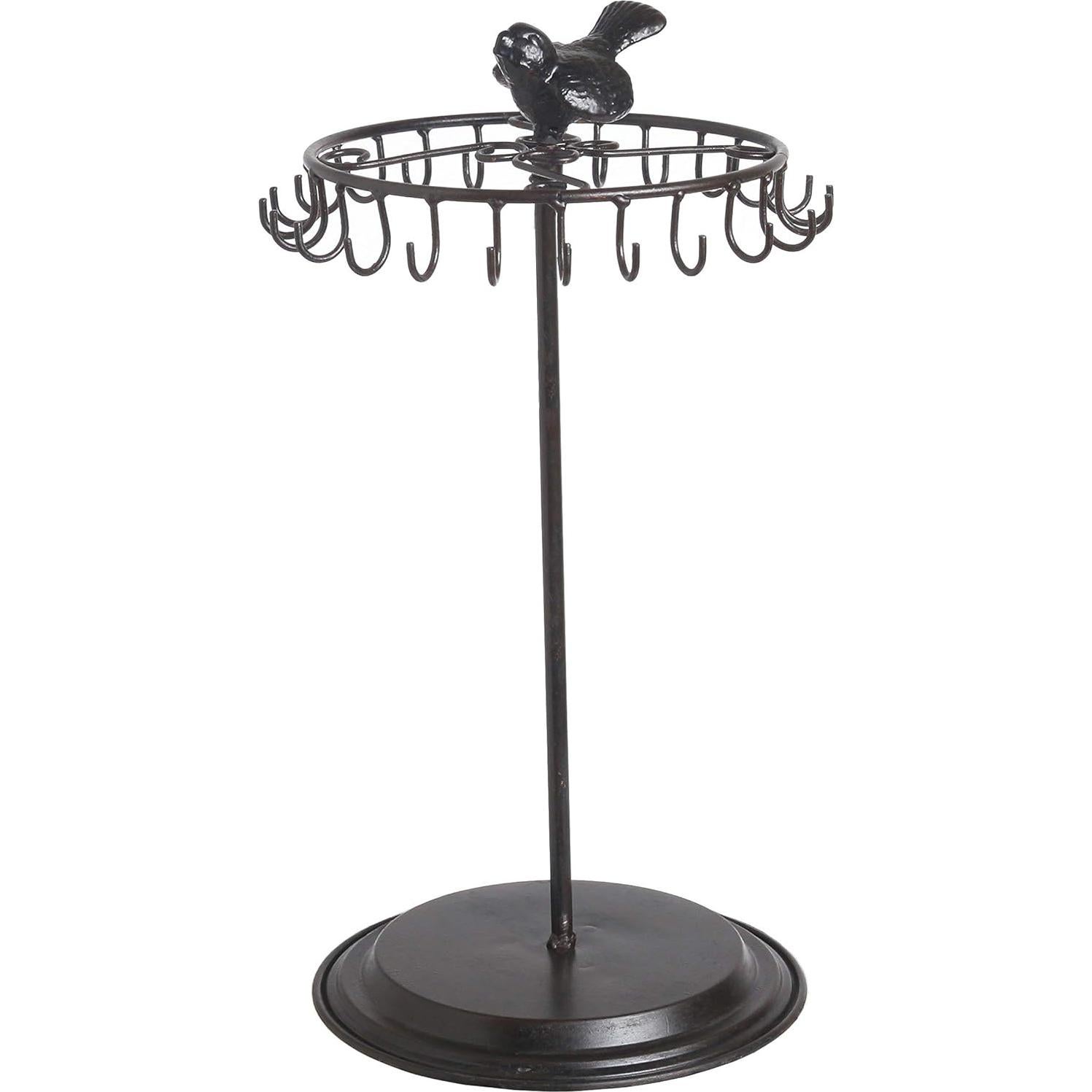 Soporte Giratorio para Collares Owlgift Negro 24 Ganchos