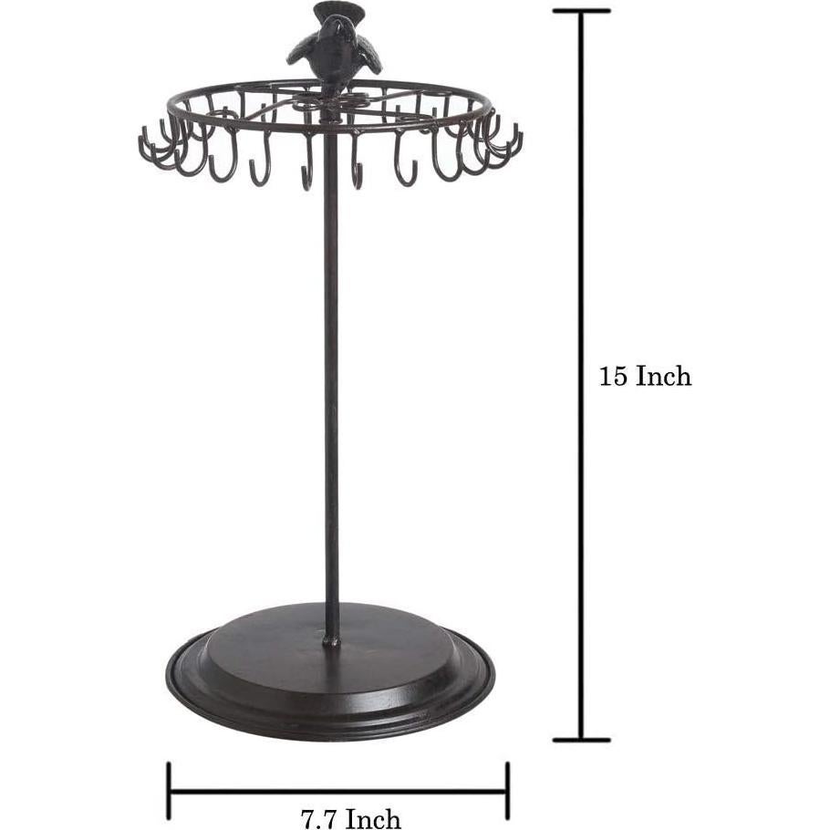 Soporte Giratorio para Collares Owlgift Negro 24 Ganchos