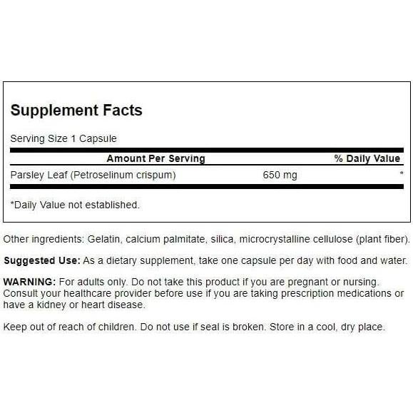 Suplemento de Perejil Swanson 650 mg 90 Cápsulas