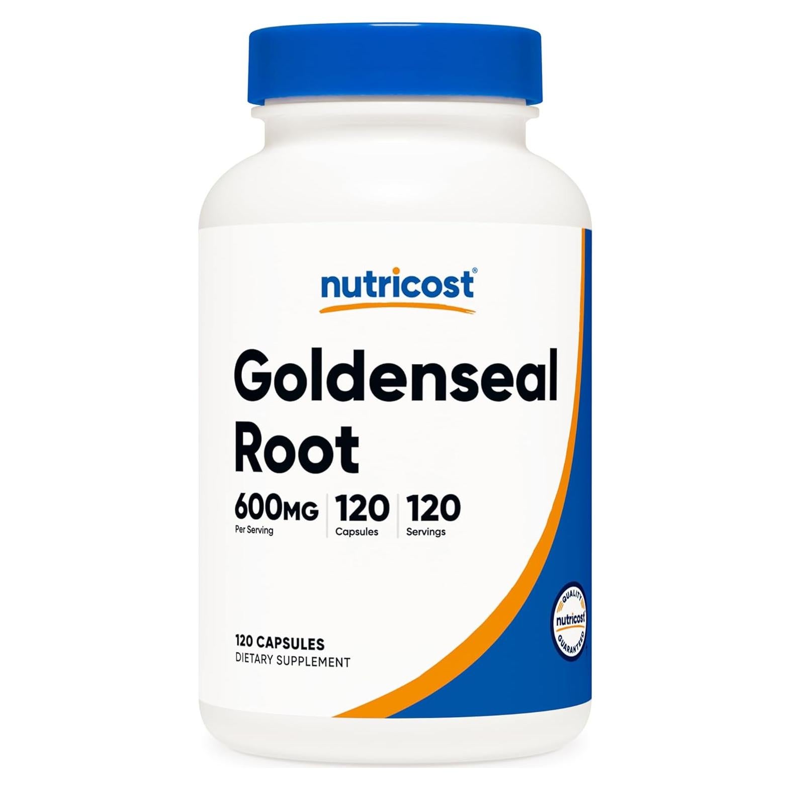 Raíz de Sello de Oro Nutricost 600mg 120 Cápsulas Vegetarianas