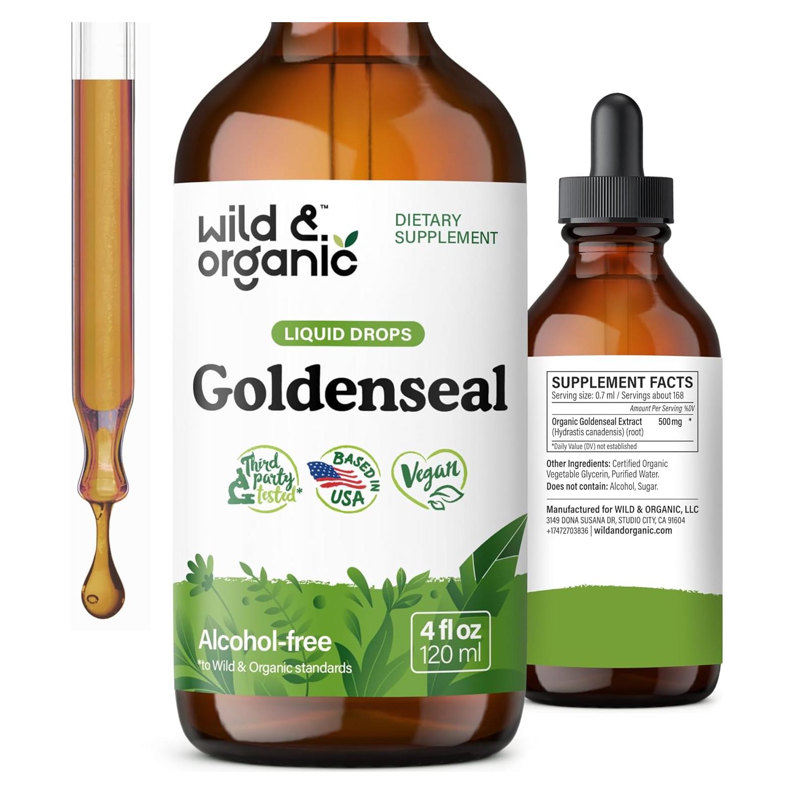 Tintura de Sello de Oro Silvestre y Orgánico 118.3 ml - Soporte Pulmones y Digestión