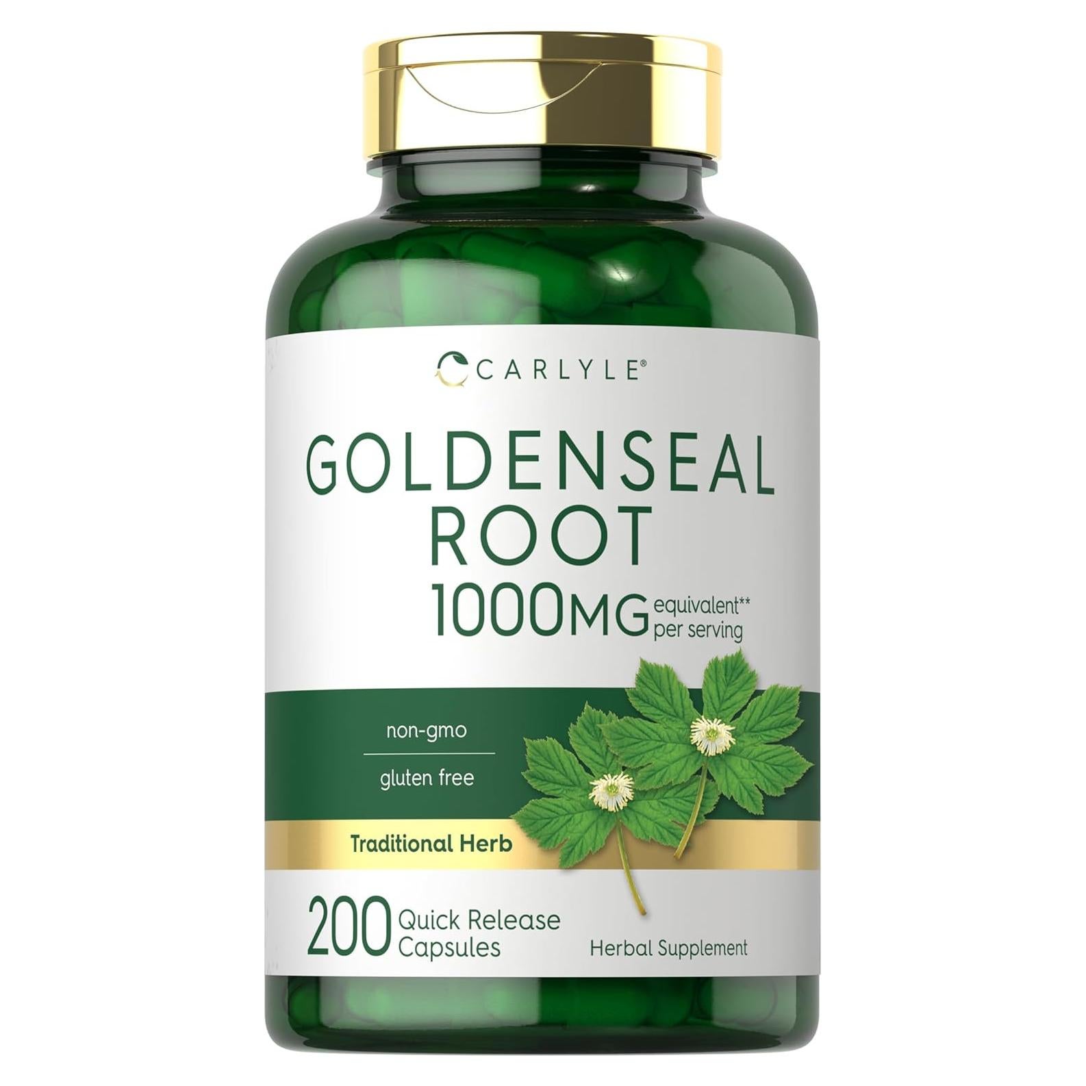 Cápsulas de Goldenseal Carlyle 1000mg | 200 Unidades | Suplemento Herbal