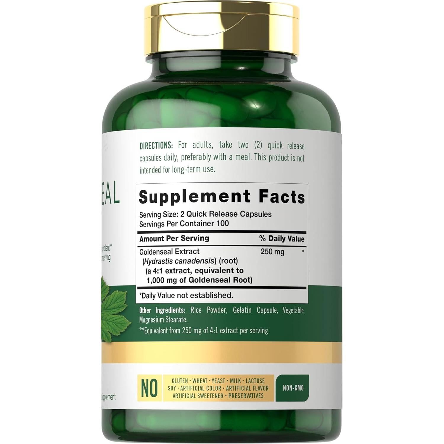 Cápsulas de Goldenseal Carlyle 1000mg | 200 Unidades | Suplemento Herbal