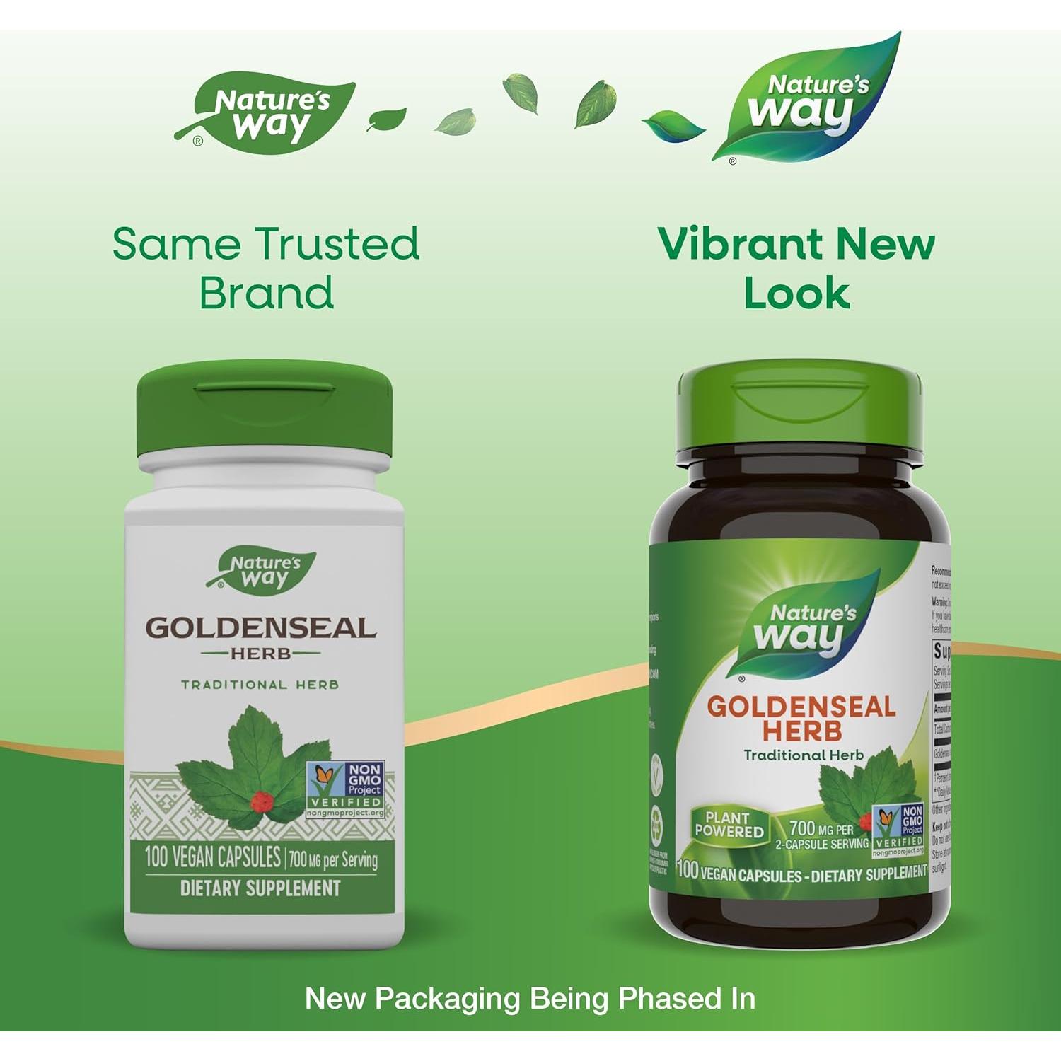 Goldenseal Nature's Way 700 mg Vegano 100 Cápsulas