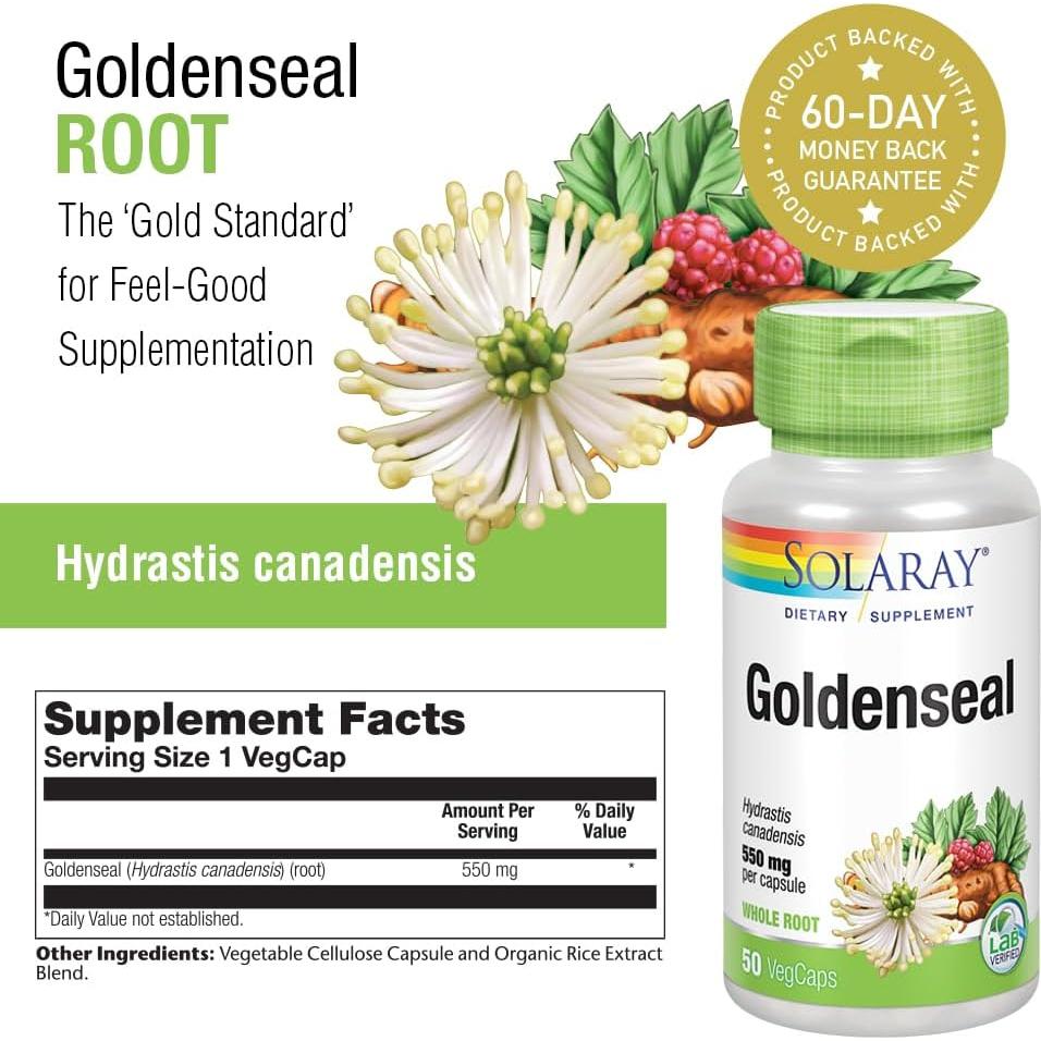Raíz de Sello de Oro Solaray 550mg - 50 VegCaps Vegano