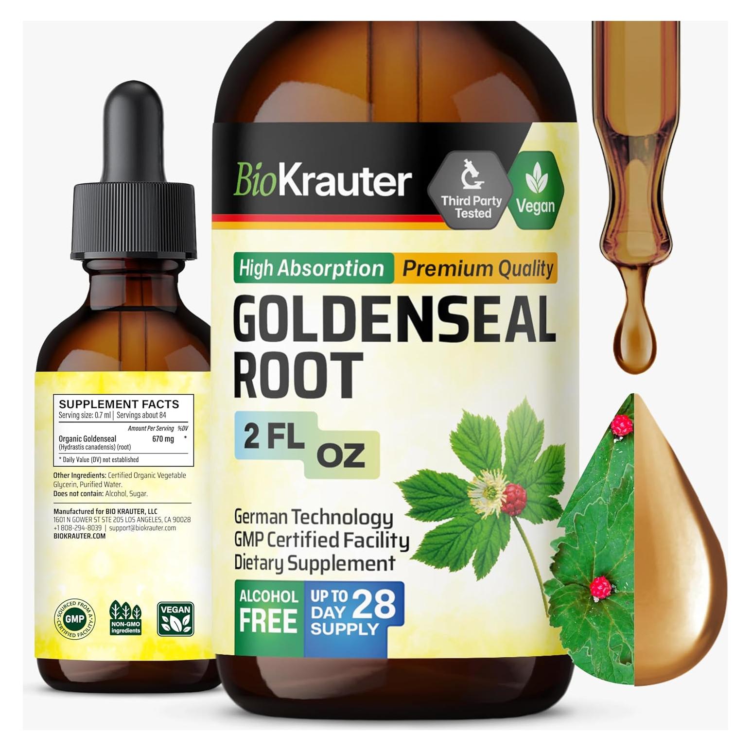 Extracto Líquido de Raíz de Goldenseal Bio Krauter 59 ml - Vegano
