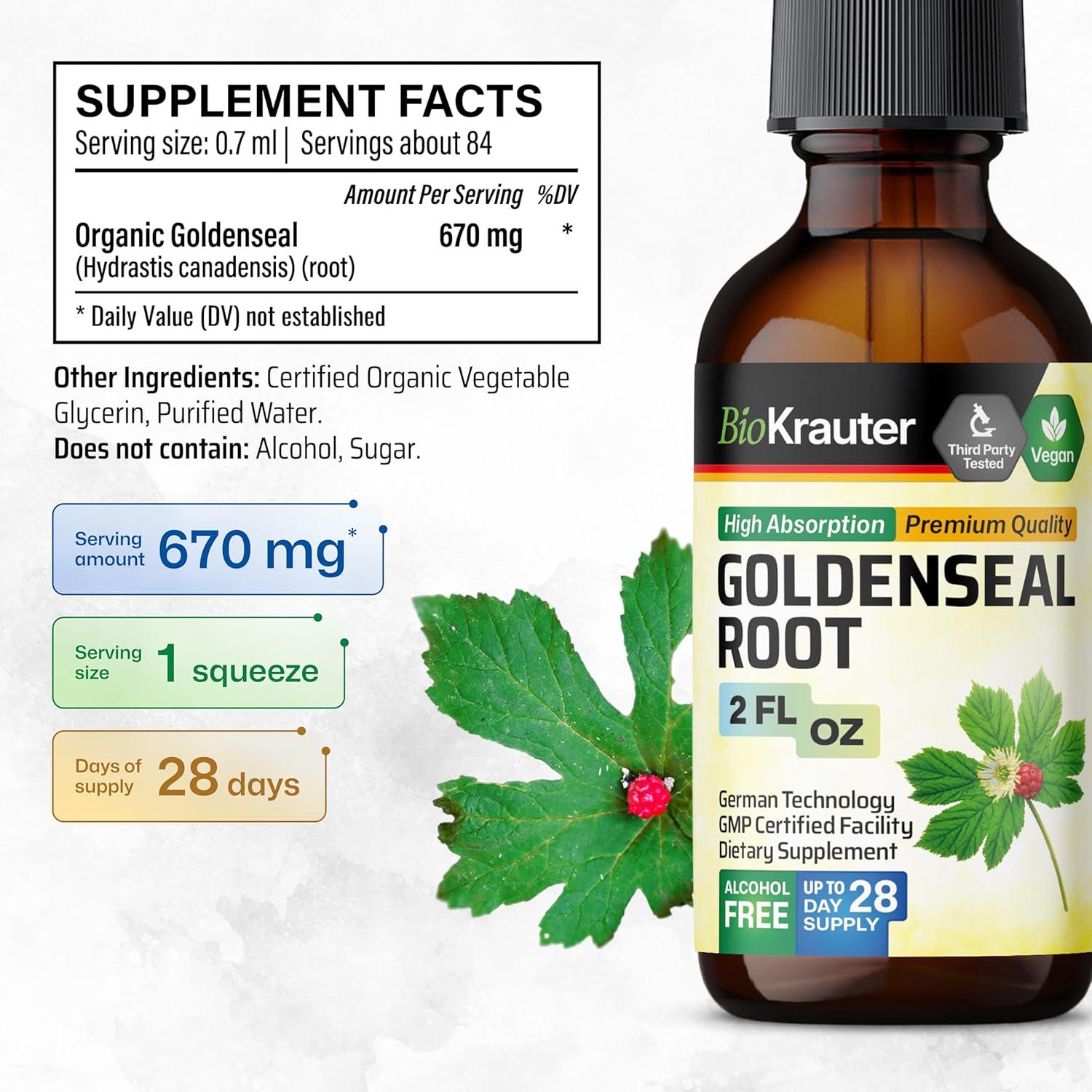 Extracto Líquido de Raíz de Goldenseal Bio Krauter 59 ml - Vegano
