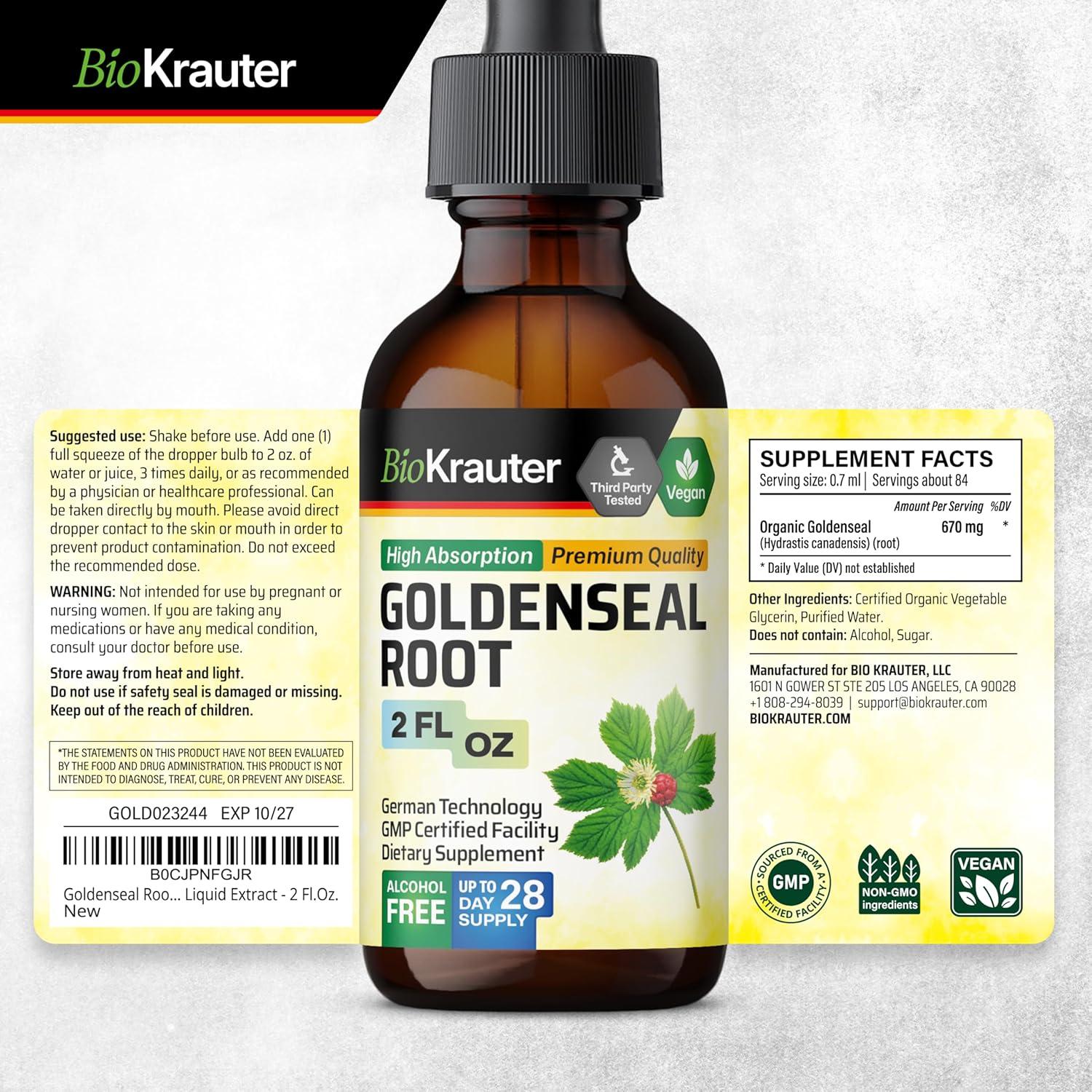 Extracto Líquido de Raíz de Goldenseal Bio Krauter 59 ml - Vegano