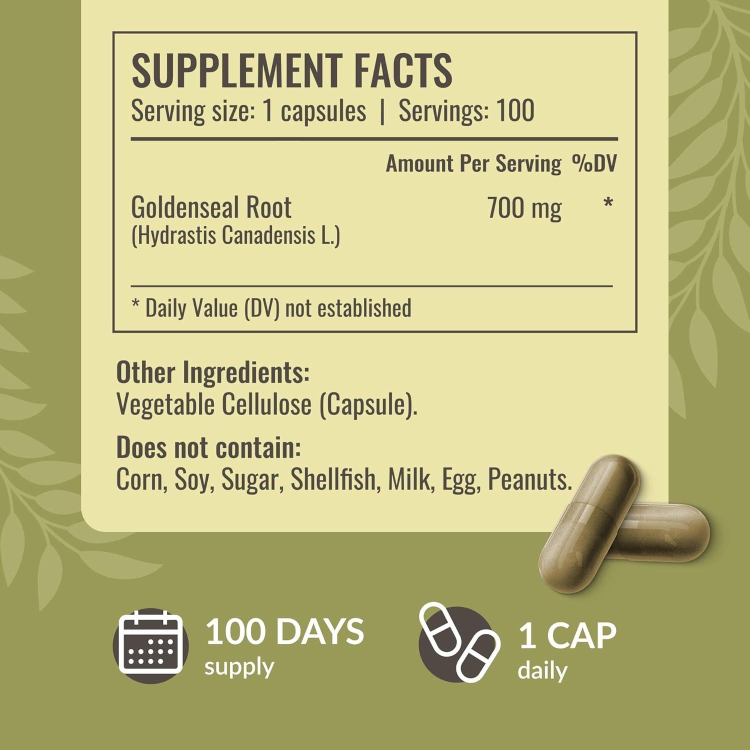 Cápsulas de raíz de Goldenseal Herbamama 700mg - Vegano