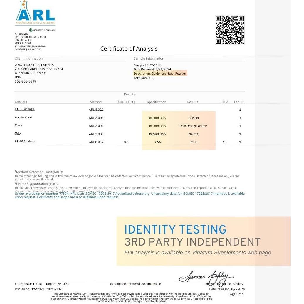 Polvo de Raíz de Sello Dorado Vinatura 113 Porciones 113.4 g