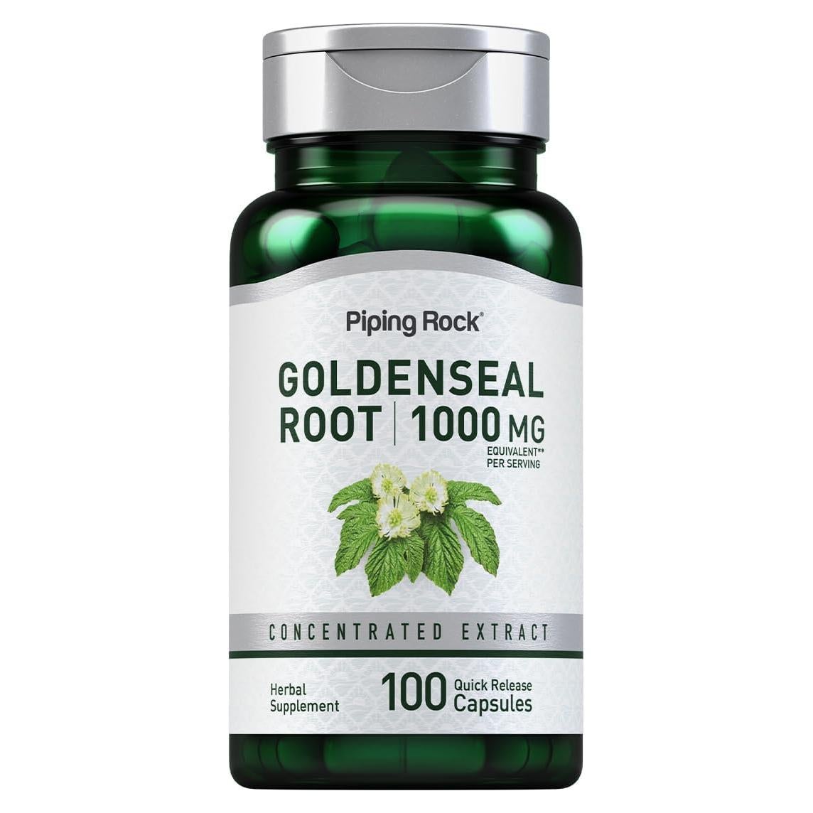 Cápsulas de Goldenseal Piping Rock 1000mg 100 Unidades Sin OGM