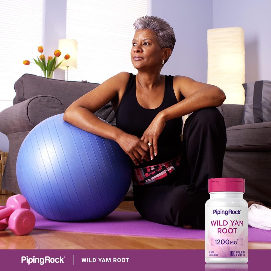 Cápsulas de raíz de ñame silvestre Piping Rock 1200mg - 100 unidades