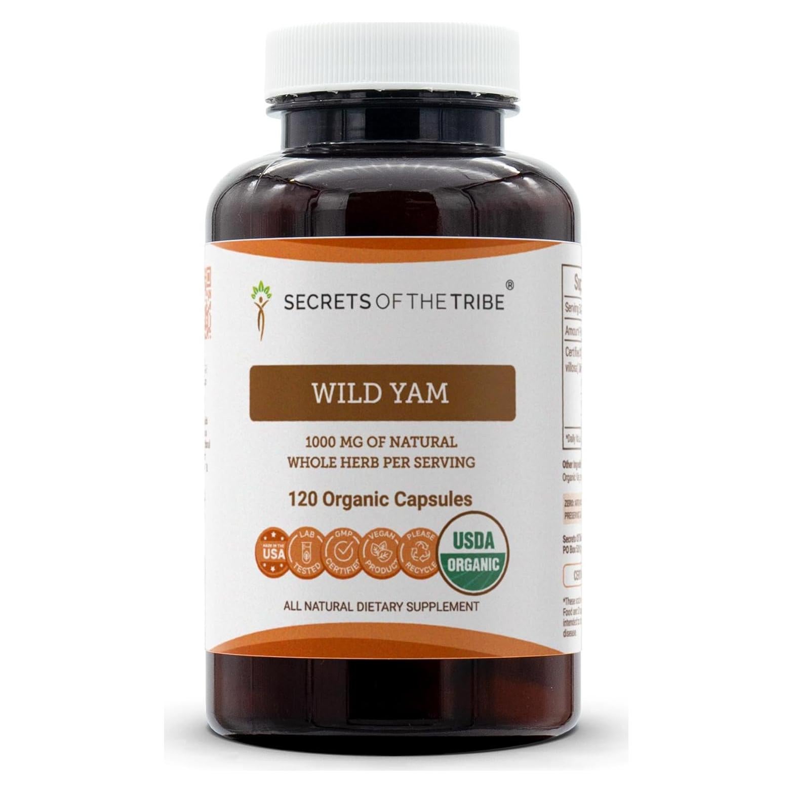 Cápsulas Orgánicas de Ñame Silvestre USDA 120 Unidades - Secretos de la Tribu
