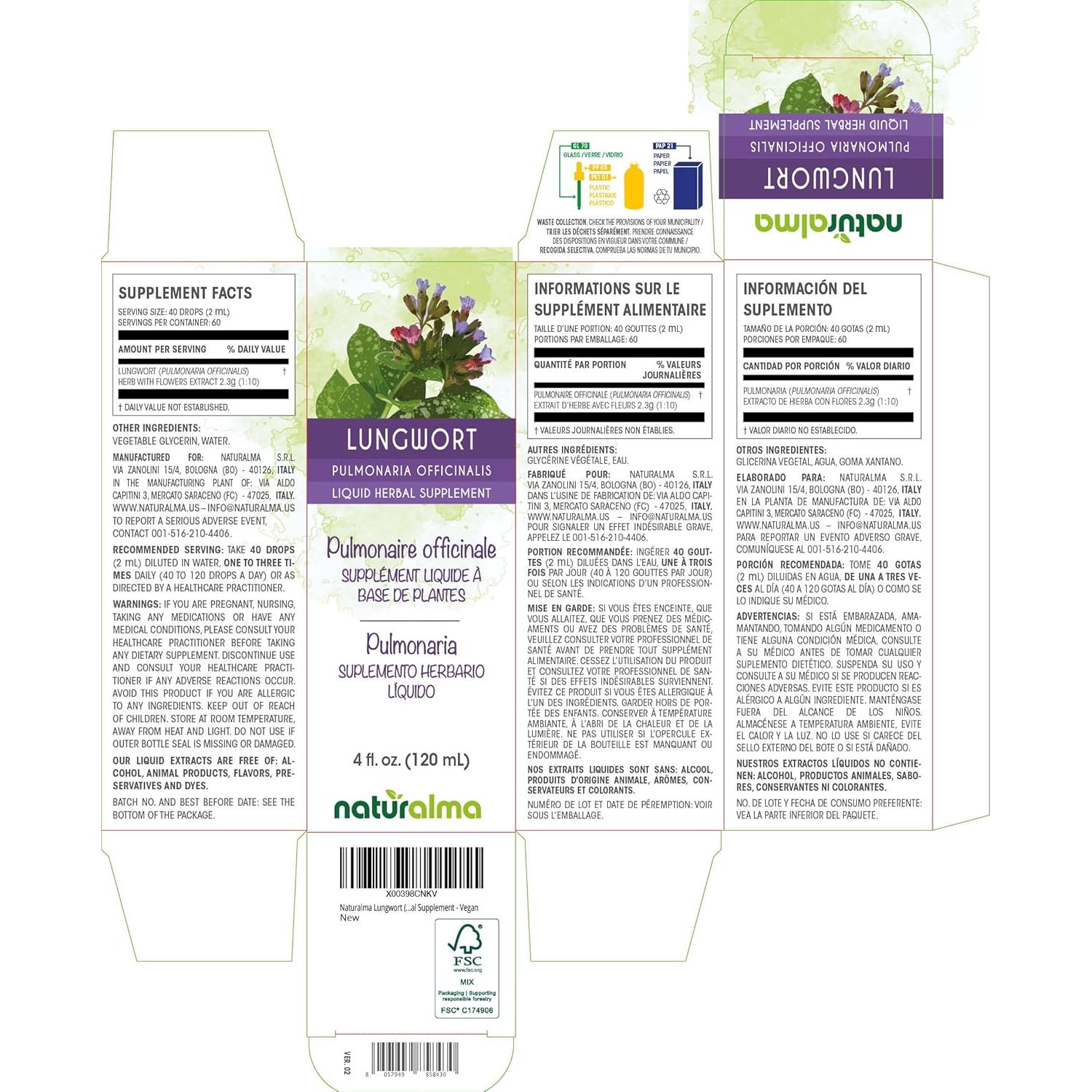 Extracto líquido de Pulmonaria Naturalma 118.29 ml - Vegano