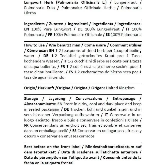 Té Herbal Pulmonaria Officinalis 100g Health Embassy