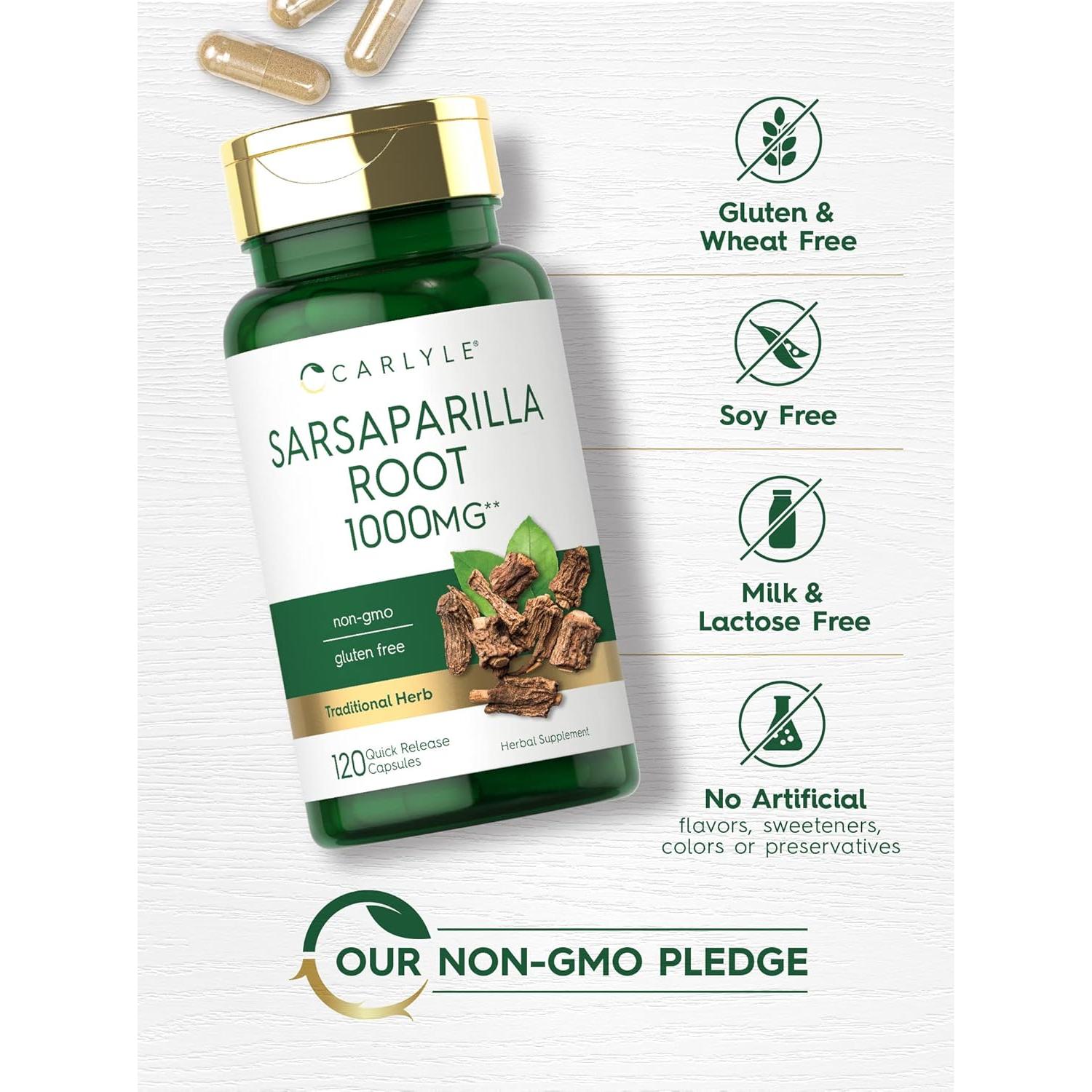 Cápsulas de raíz de sarsaparilla Carlyle 1000mg - 120 unidades