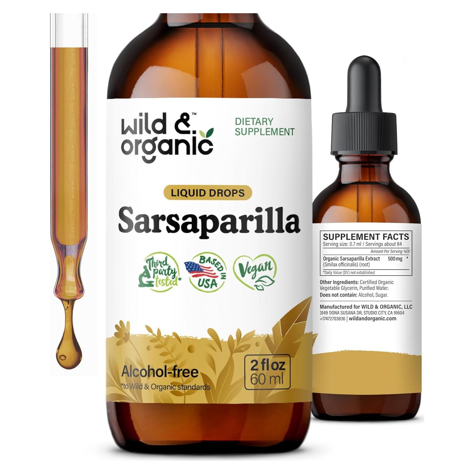 Gotas Detox de Sarsaparilla Silvestre y Orgánica 59 ml - Suplemento Vegano