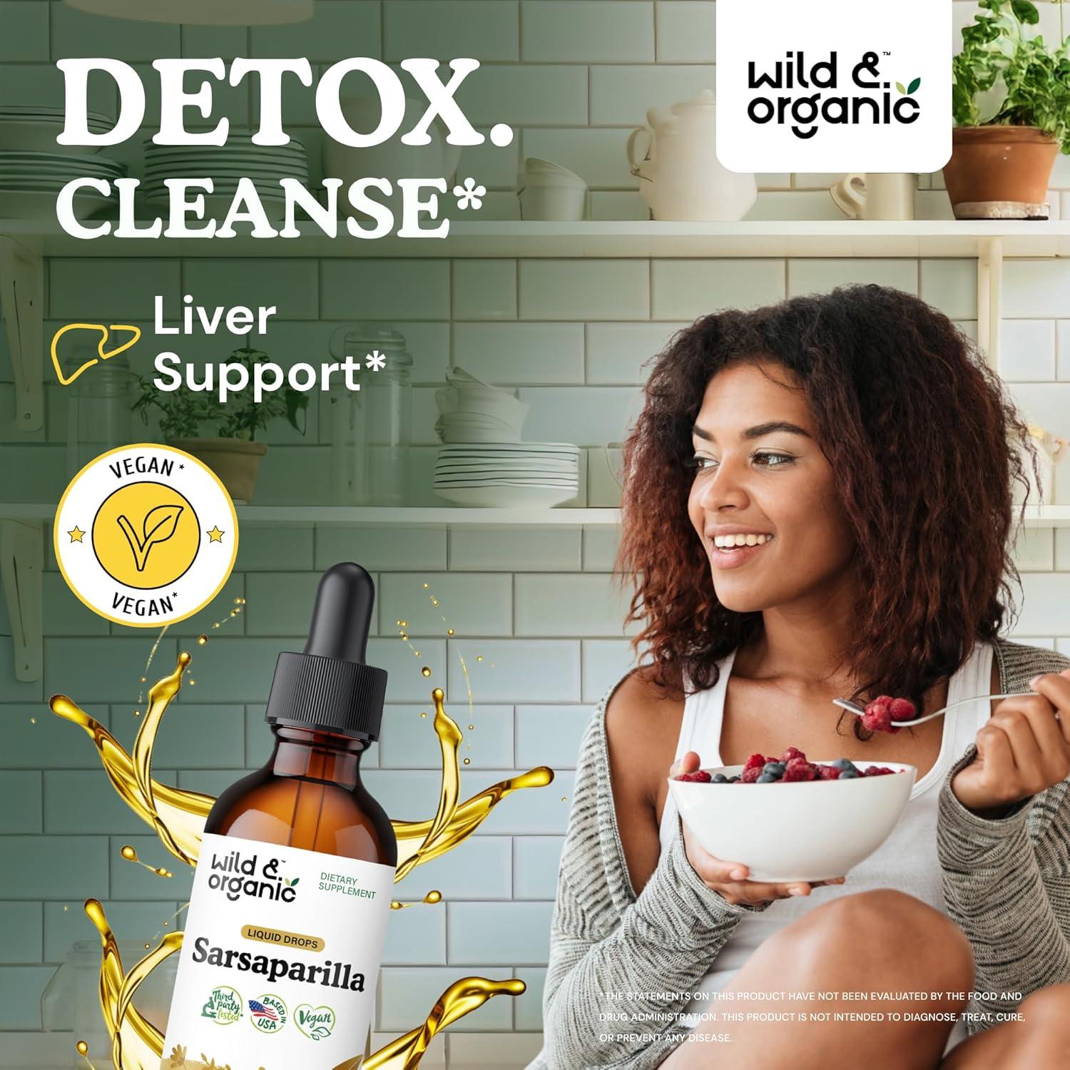 Gotas Detox de Sarsaparilla Silvestre y Orgánica 59 ml - Suplemento Vegano