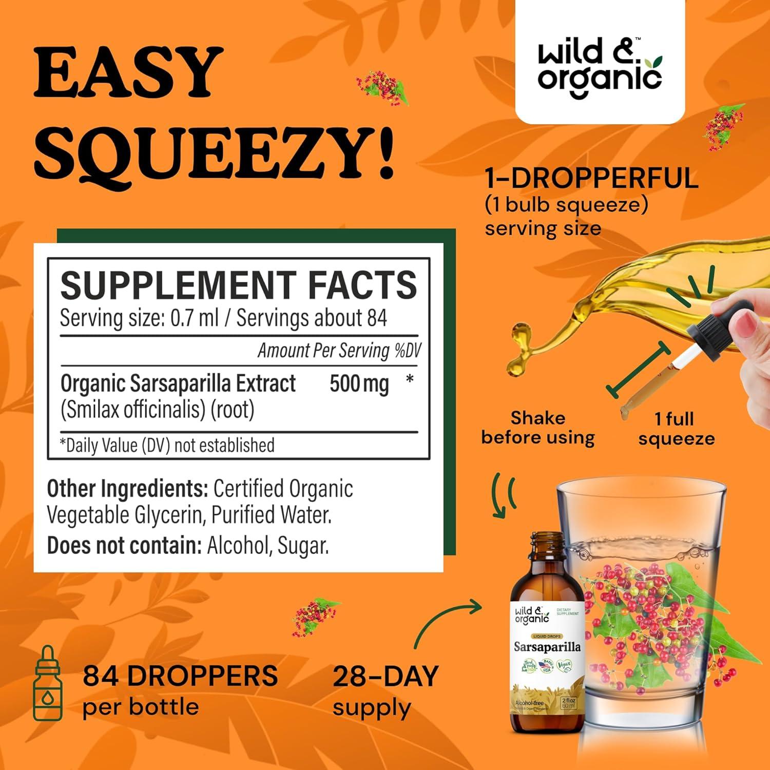 Gotas Detox de Sarsaparilla Silvestre y Orgánica 59 ml - Suplemento Vegano