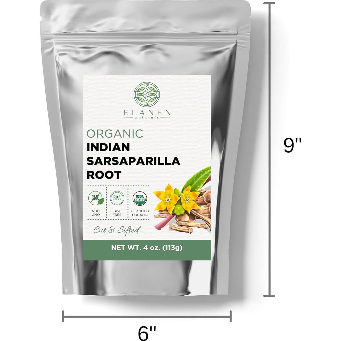 Raíz de Zarzaparrilla Orgánica Elanen Naturals 113g - Té Ayurvédico