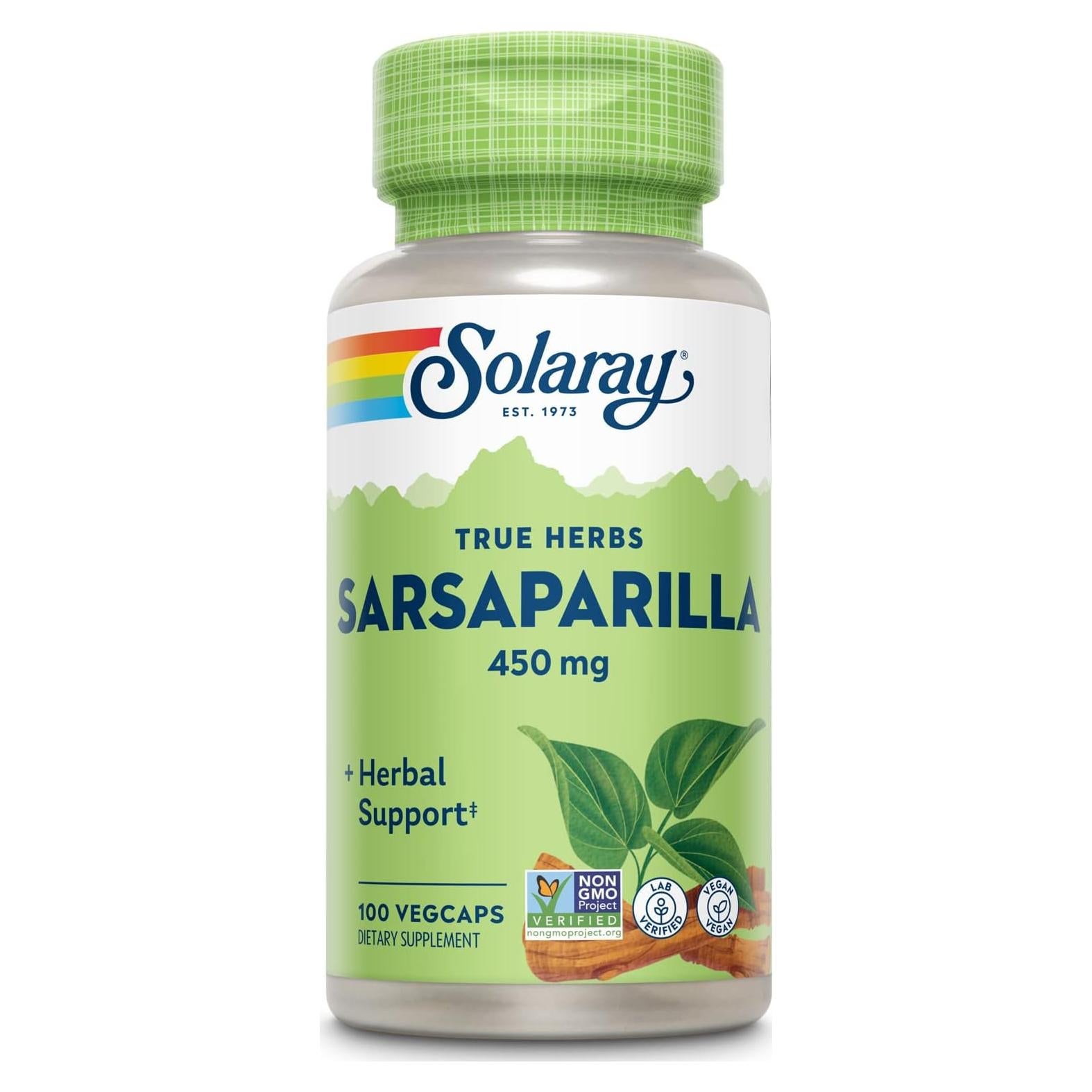 Raíz de Sarsaparilla 450 mg SOLARAY - 100 VegCaps Ecológicas
