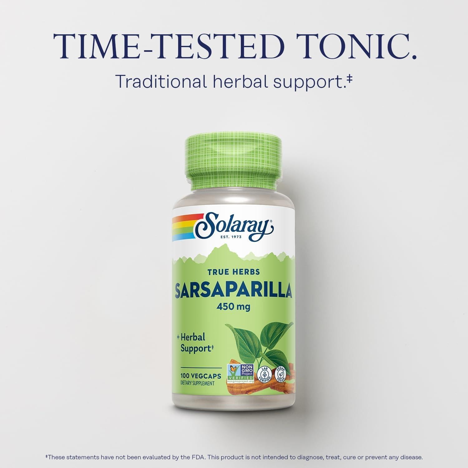 Raíz de Sarsaparilla 450 mg SOLARAY - 100 VegCaps Ecológicas