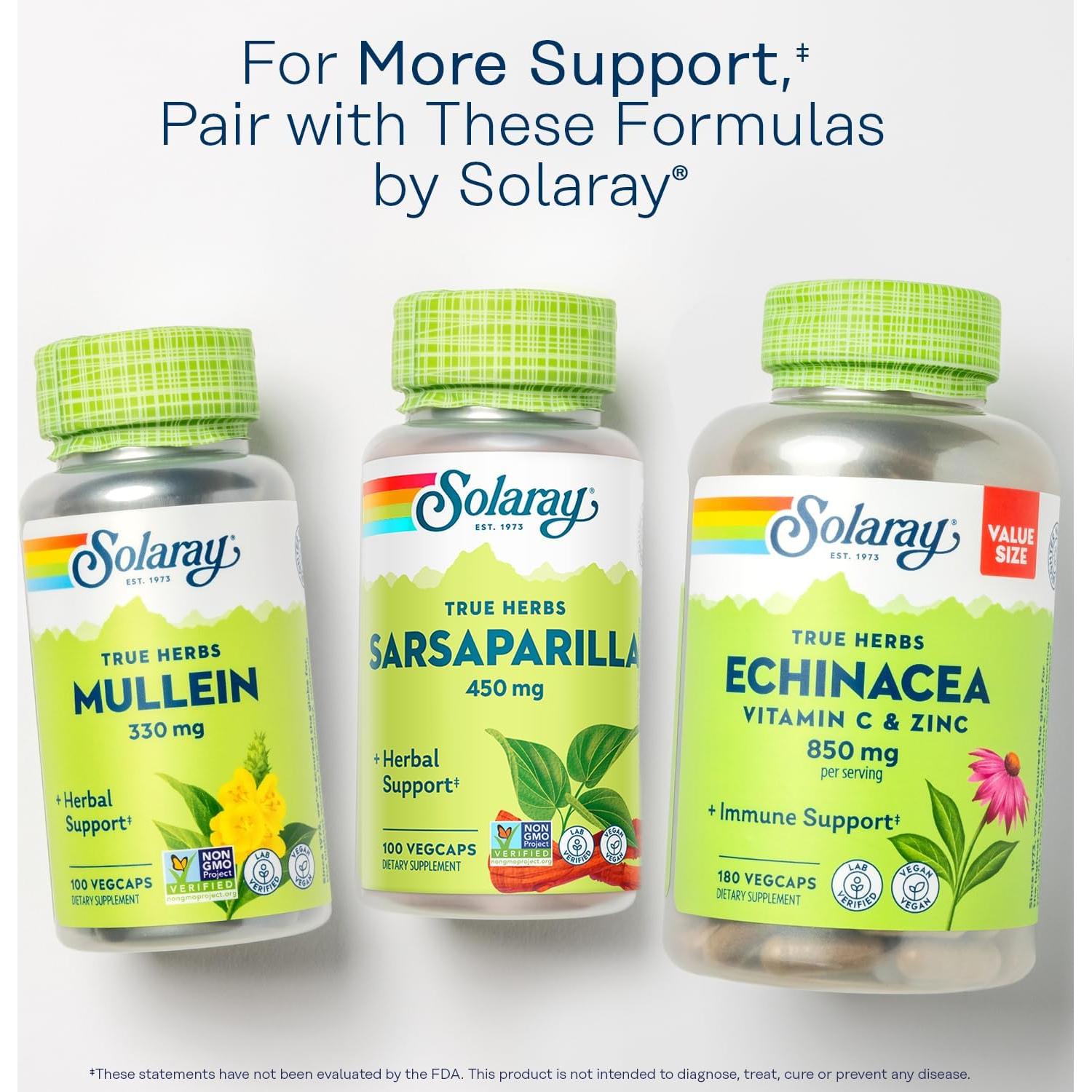 Raíz de Sarsaparilla 450 mg SOLARAY - 100 VegCaps Ecológicas
