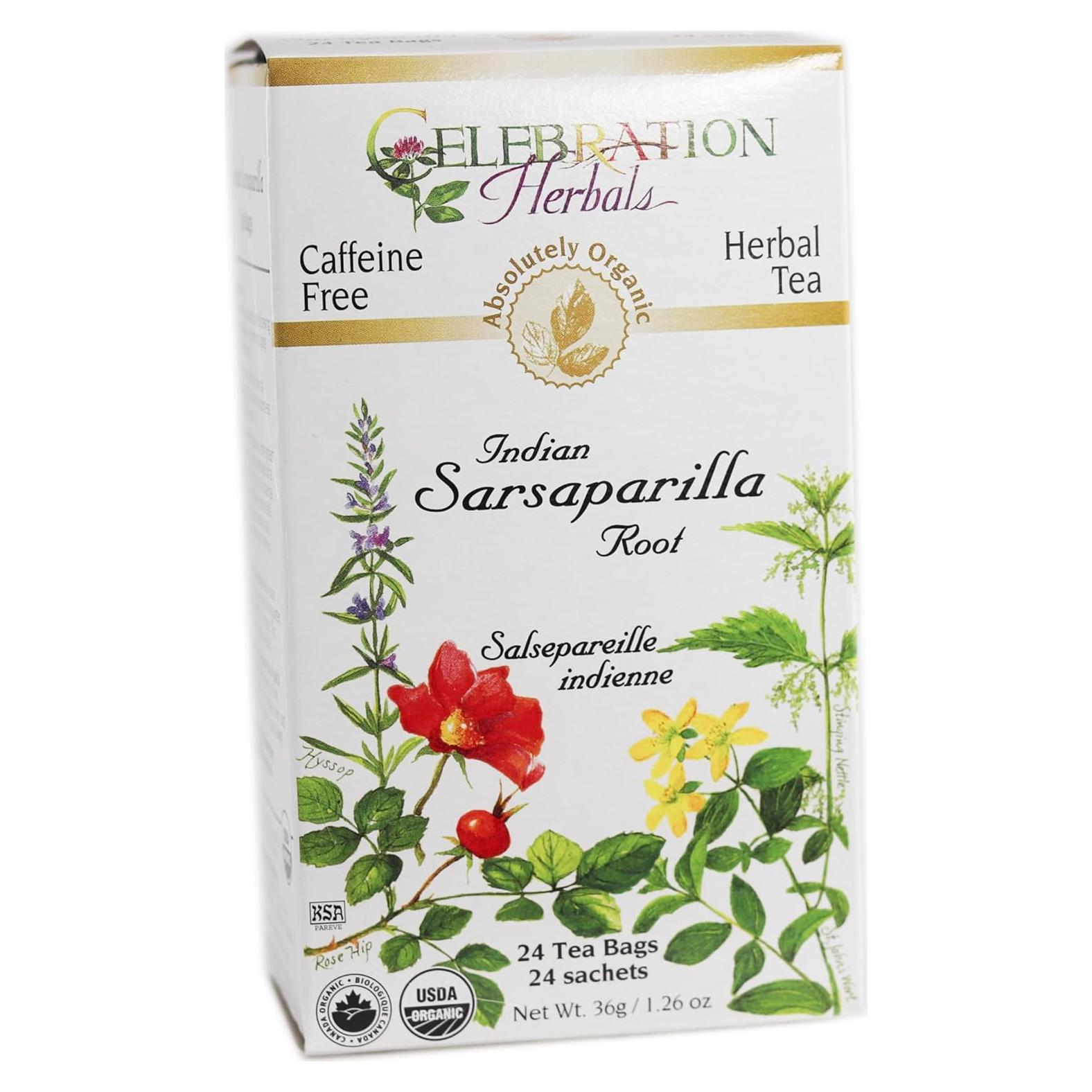 Té de raíz de sarsaparilla orgánico Celebration Herbals 24 bolsas