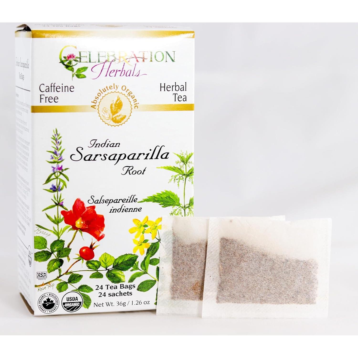 Té de raíz de sarsaparilla orgánico Celebration Herbals 24 bolsas
