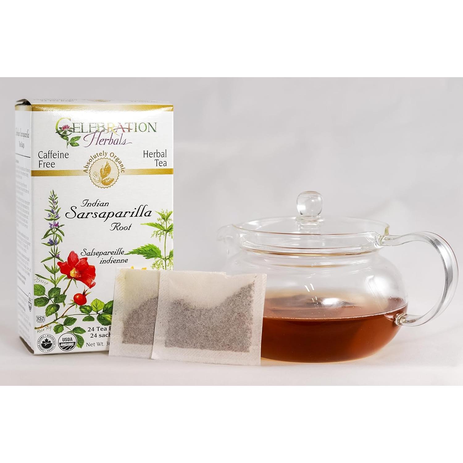 Té de raíz de sarsaparilla orgánico Celebration Herbals 24 bolsas