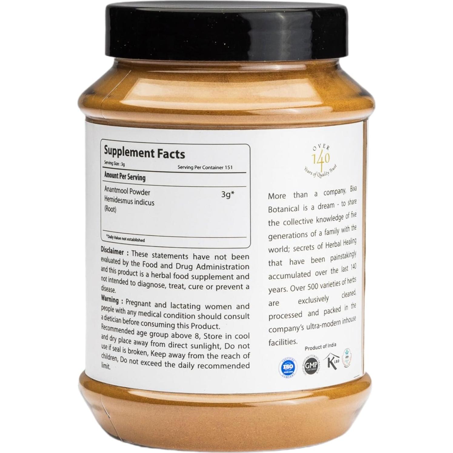 Polvo de Raíz de Sarsaparilla Bixa Botanical 0.45 kg Vegano